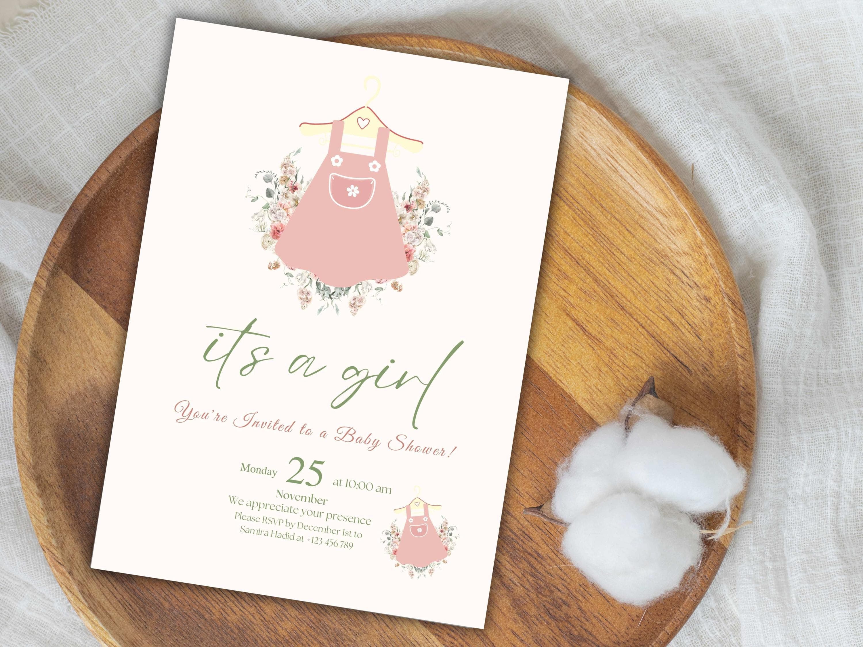 Floral Girl Baby Shower Invitation: Editable Template (5x7 in, Digital Download - image 5