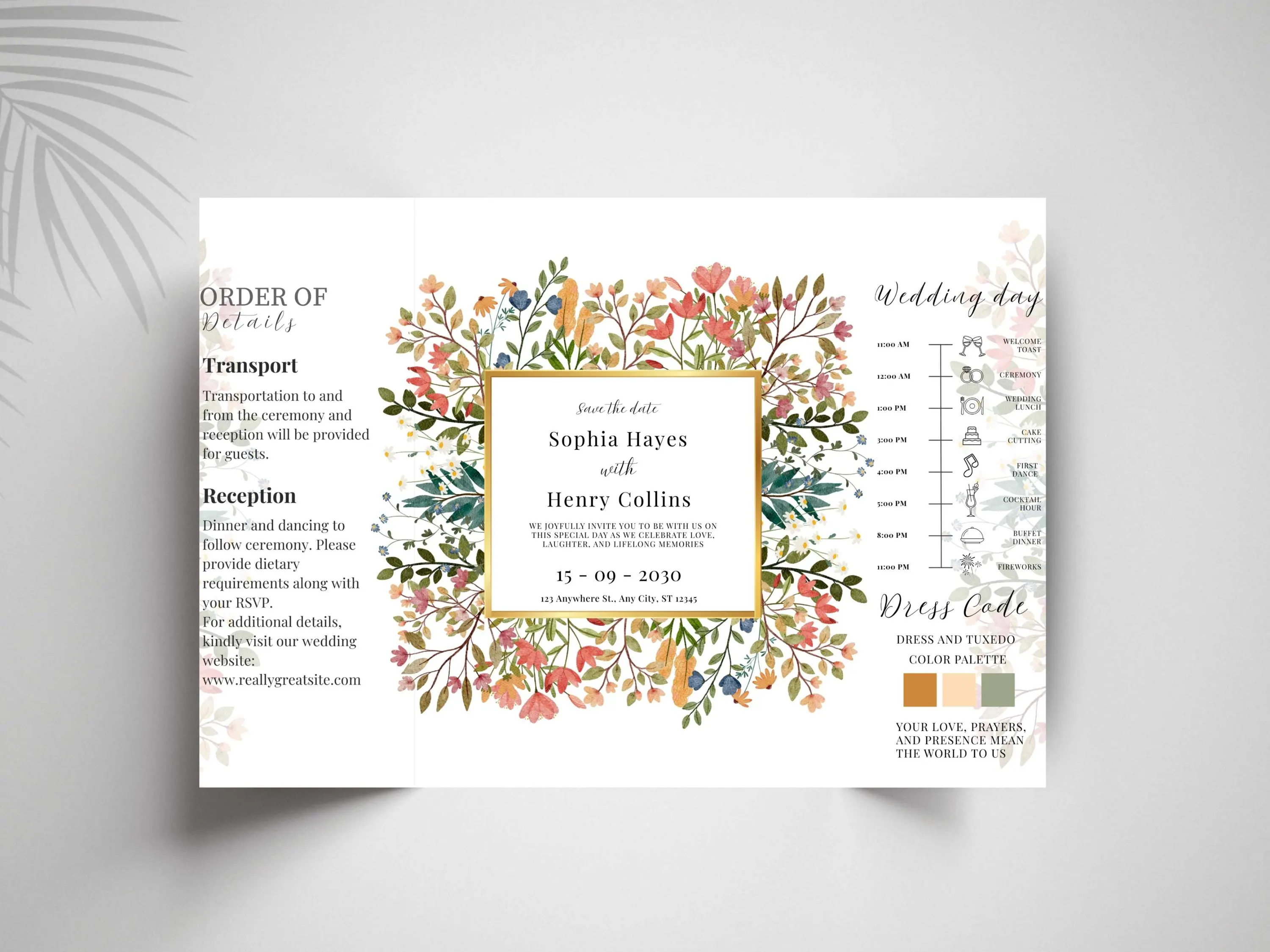 Floral Wedding Invitation Template | Elegant Gatefold Invite (Digital Download) - image 4