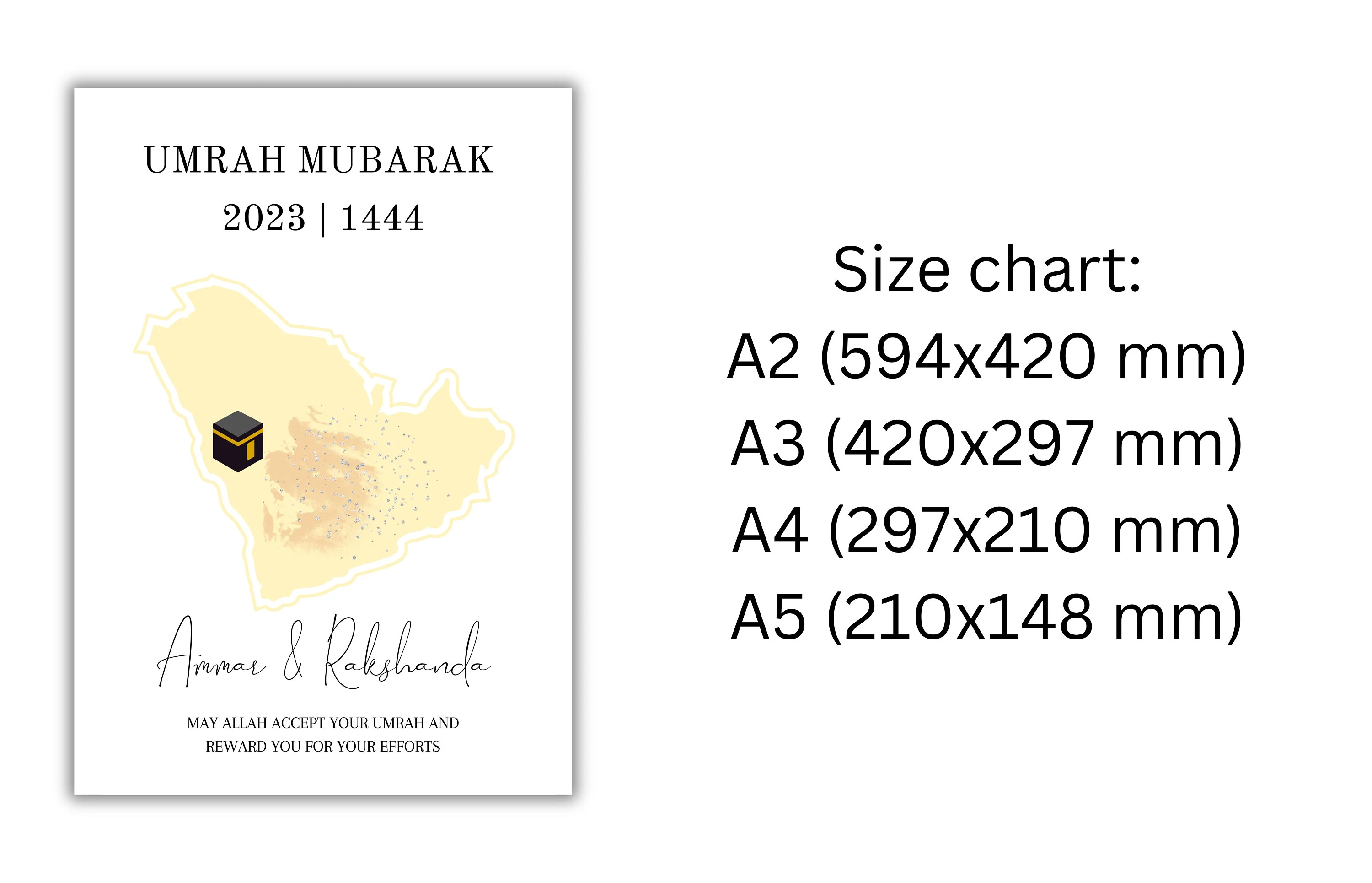 Personalized Umrah Mubarak Print, Editable Template (Digital Print) - image 4
