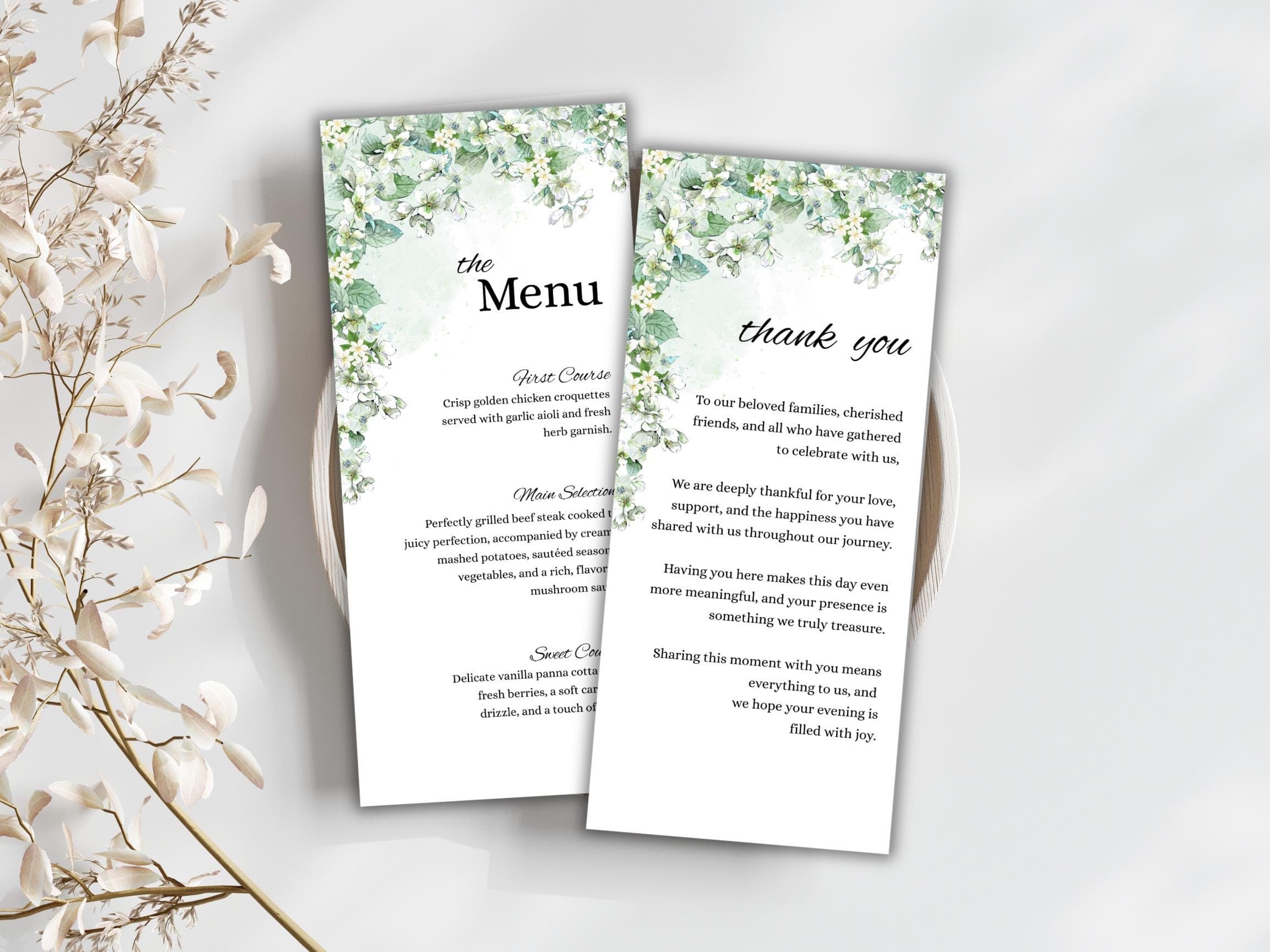 Wedding Thank you Card, Menu Card, Table Card. WI332 - image 5