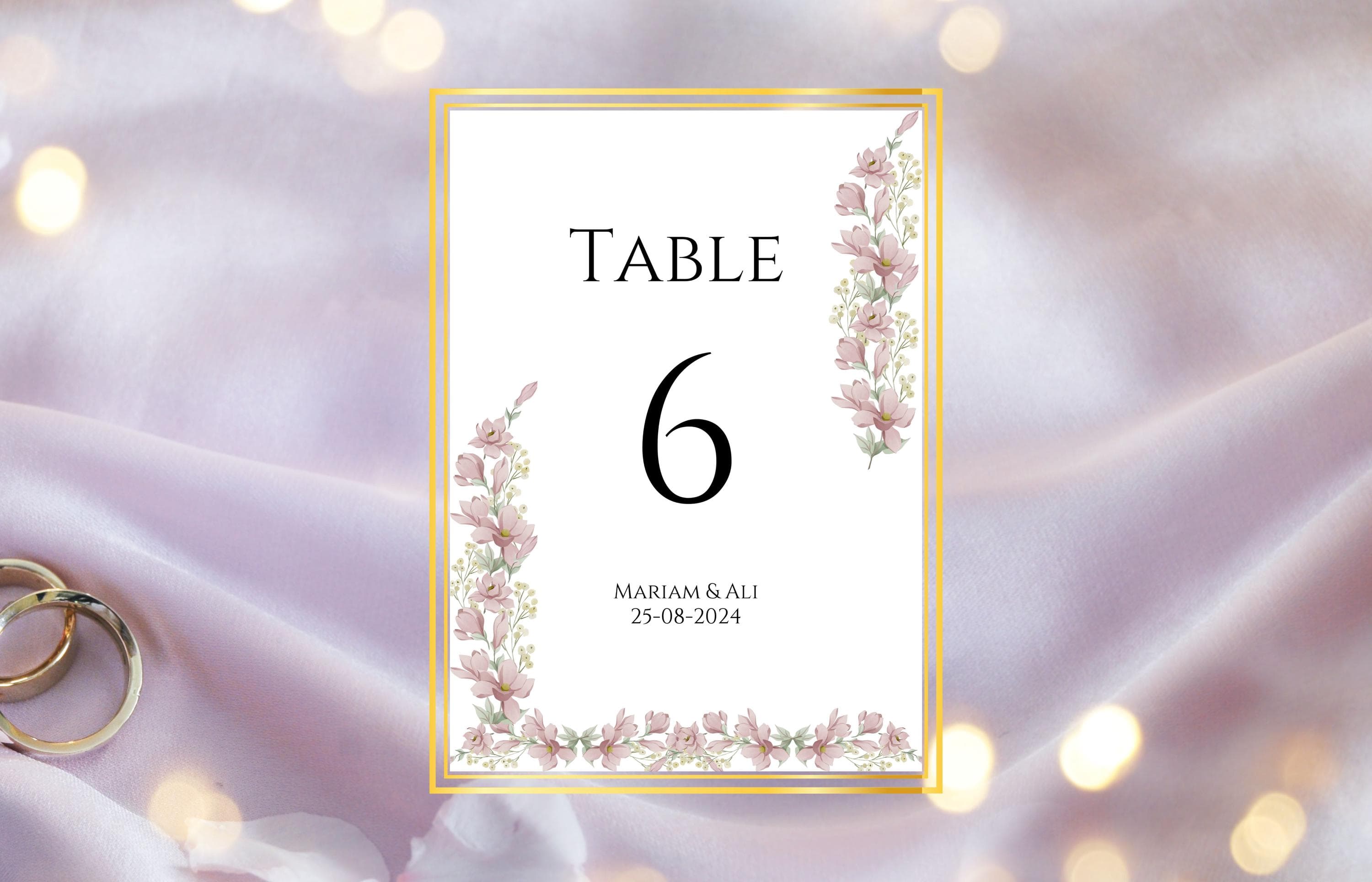 Floral Table Wedding Sign Template, Wedding Sign, Modern Floral Wedding Sign, Editable  Wedding Table Sign, Printable Table Number. WS25 - image 4