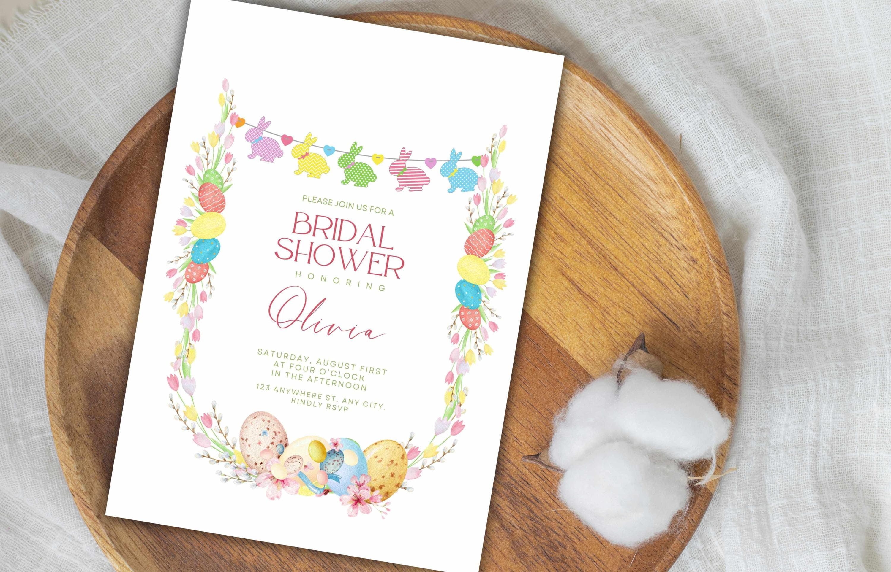 Bridal Shower Invitation Summer Template, Easter Bridal Brunch Template, Bunny  Wedding Shower Invite Rustic Wedding Printable. WSB41 - image 3