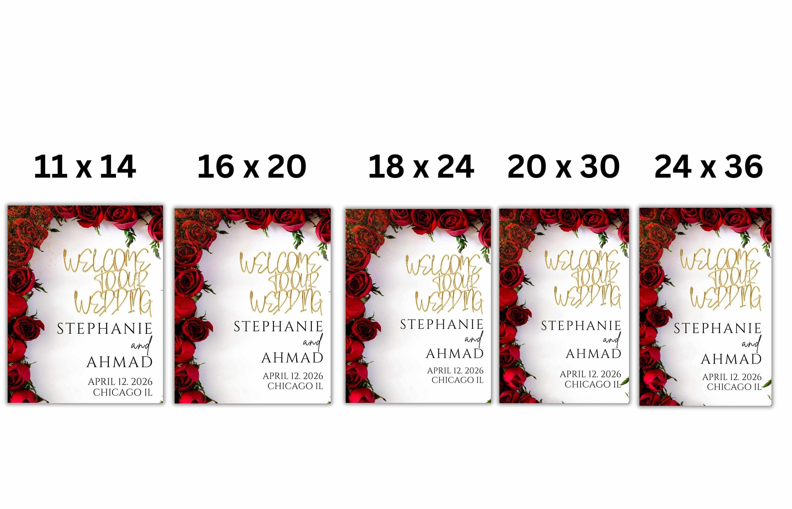 Wedding Welcome Sign Template, Red Rose Welcome To Our Wedding Sign, Red Wedding Signage, Red Wedding Decorations, Digital Download, WS56 - image 3