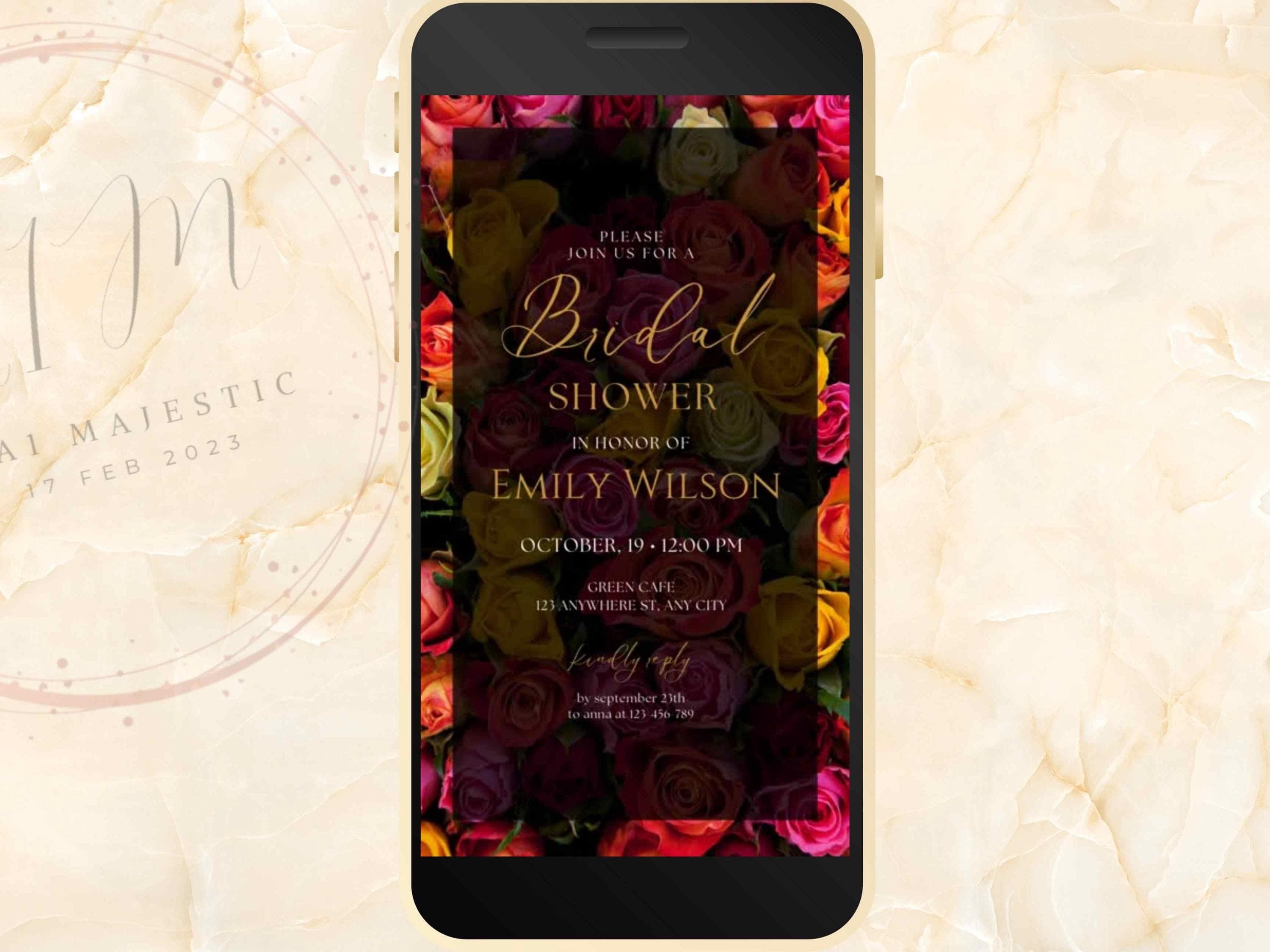 Bridal Shower Invitation, Floral Bridal Shower Invite, Wedding Shower Invitation Template, Printable Bridal Invite. WEIB23 - image 4