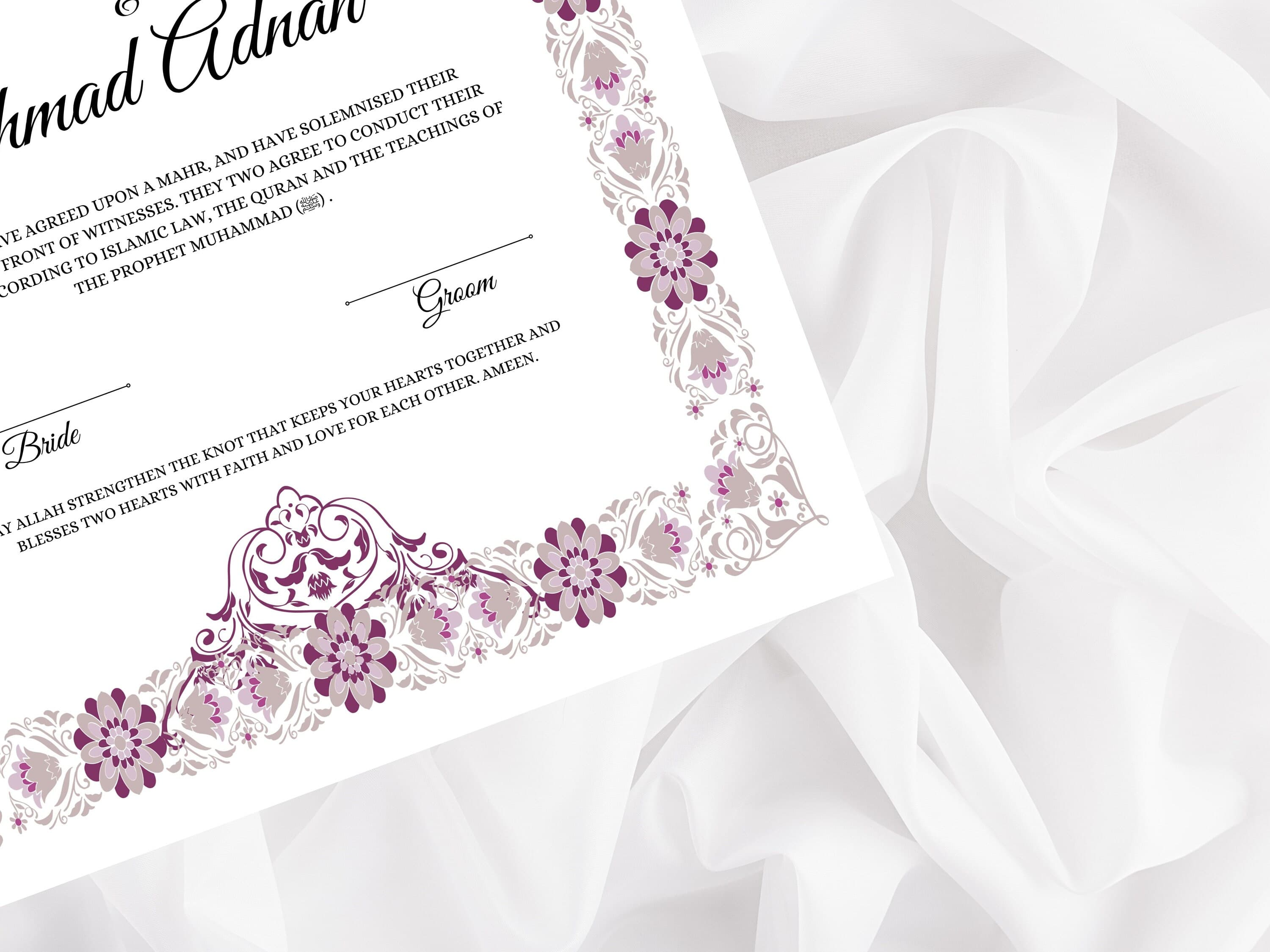 Luxury Nikkah Certificate | Nikkah Nama | Nikkah contract | Islamic marriage contract. NN74 - image 5