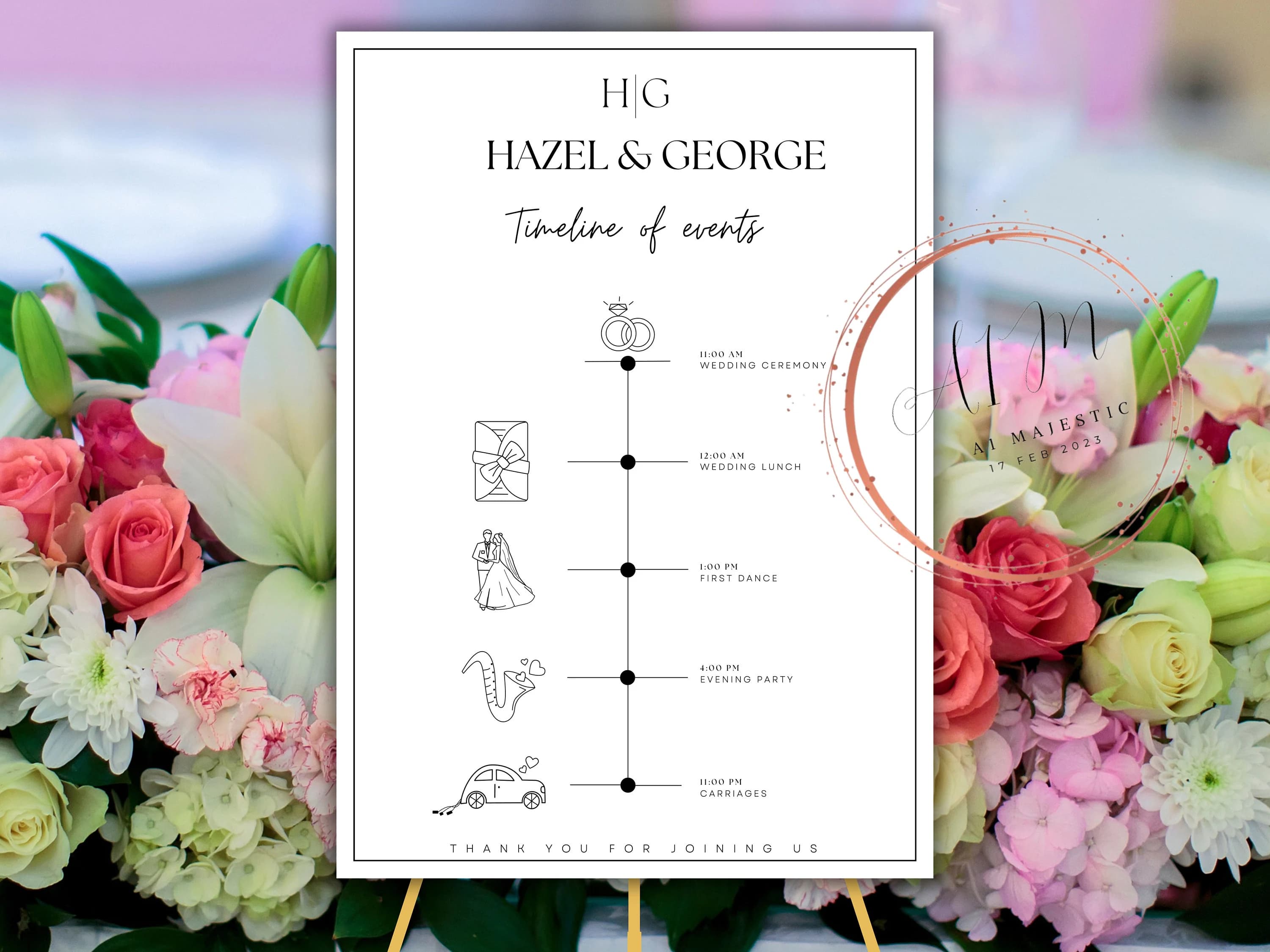 Printable Wedding Timeline Sign Template (Digital Download)