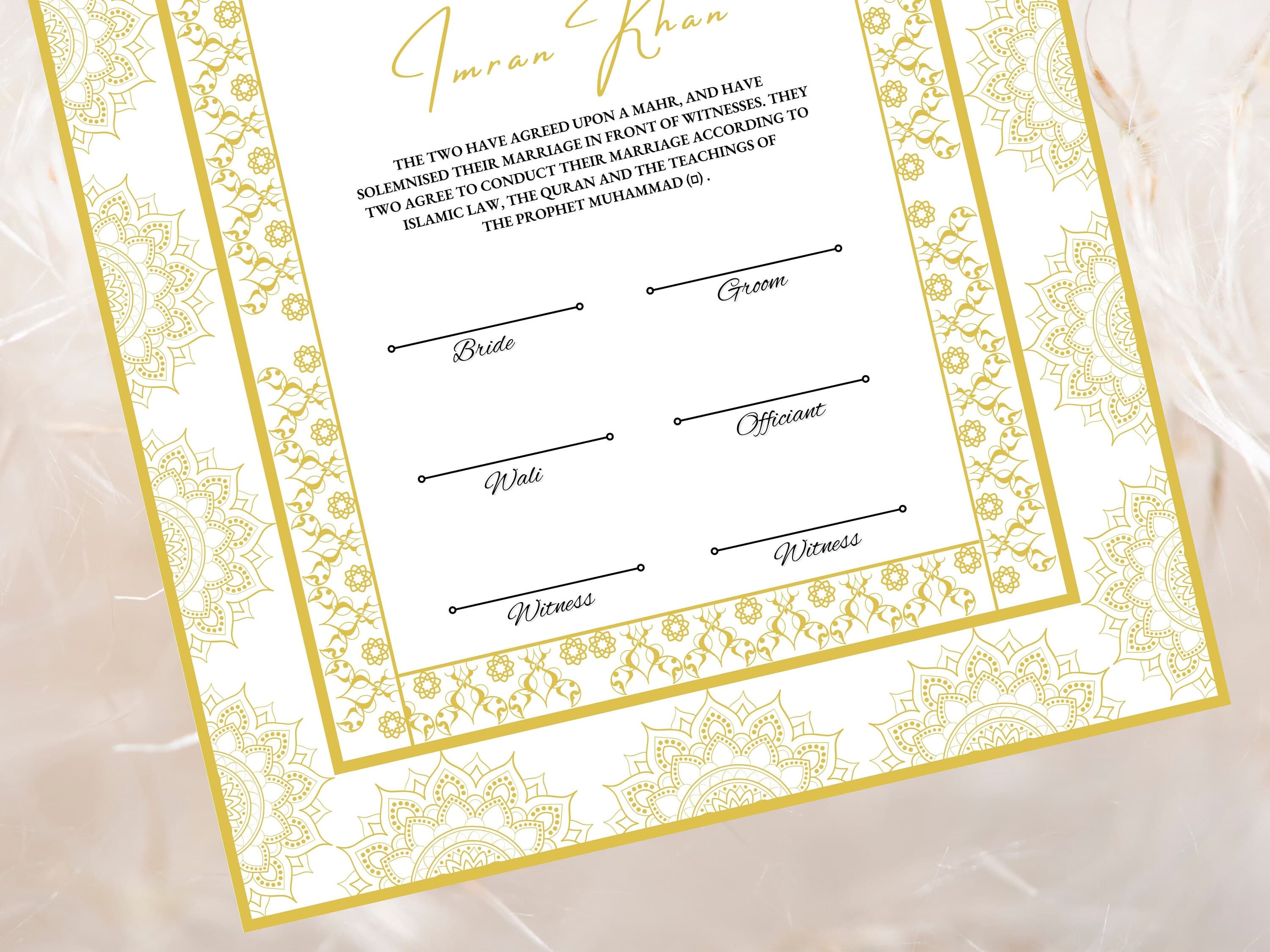 Nikkah Certificate Gold, Luxury Nikkah Contract, Editable Nikah Nama, Islamic Wedding Contract, Digital Download. NN21 - image 5