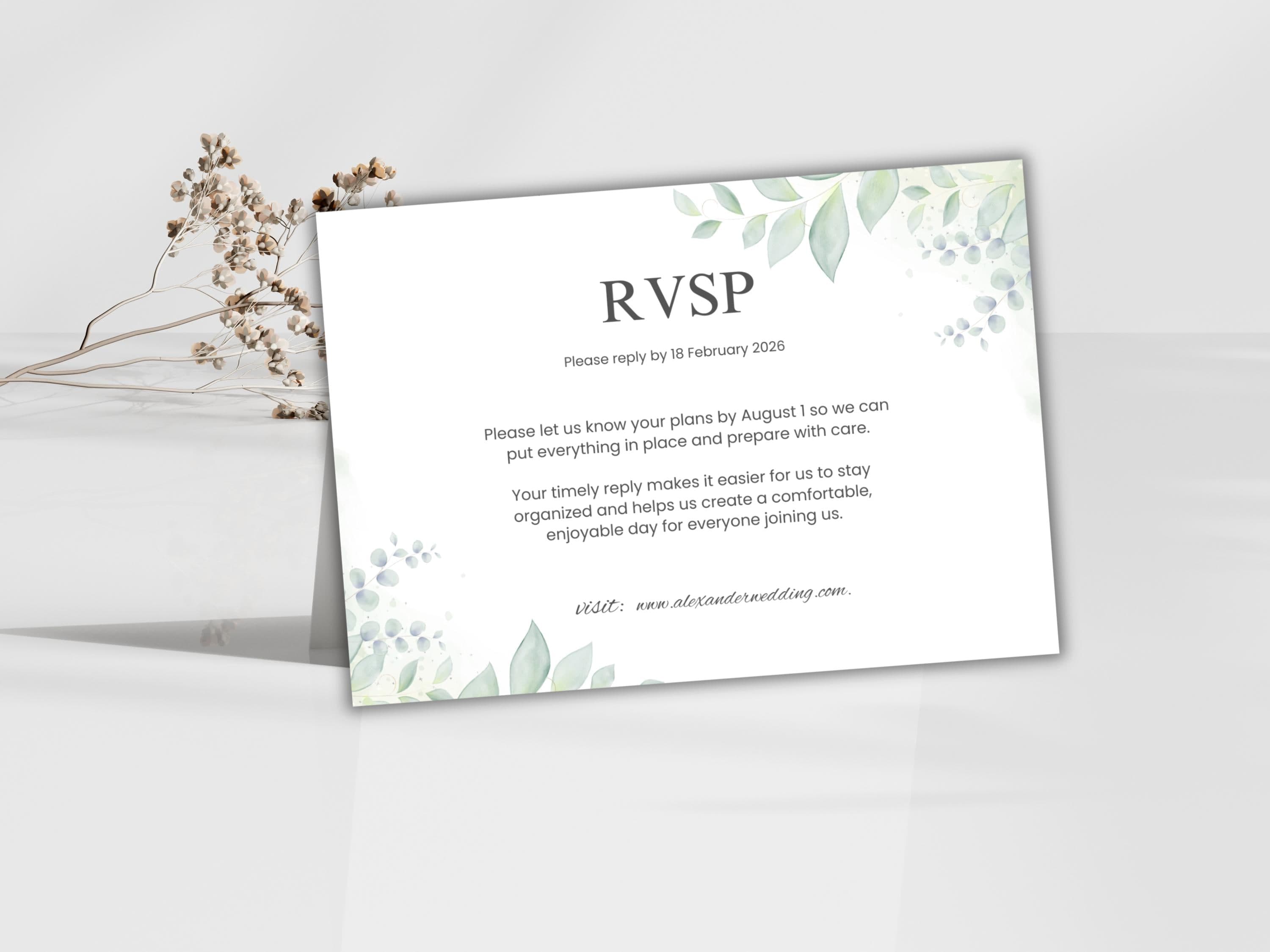 Wedding Invitation Set, RSVP, Dark Floral, Wedding Invitation, Details, Editable, Template, WI238 - image 4