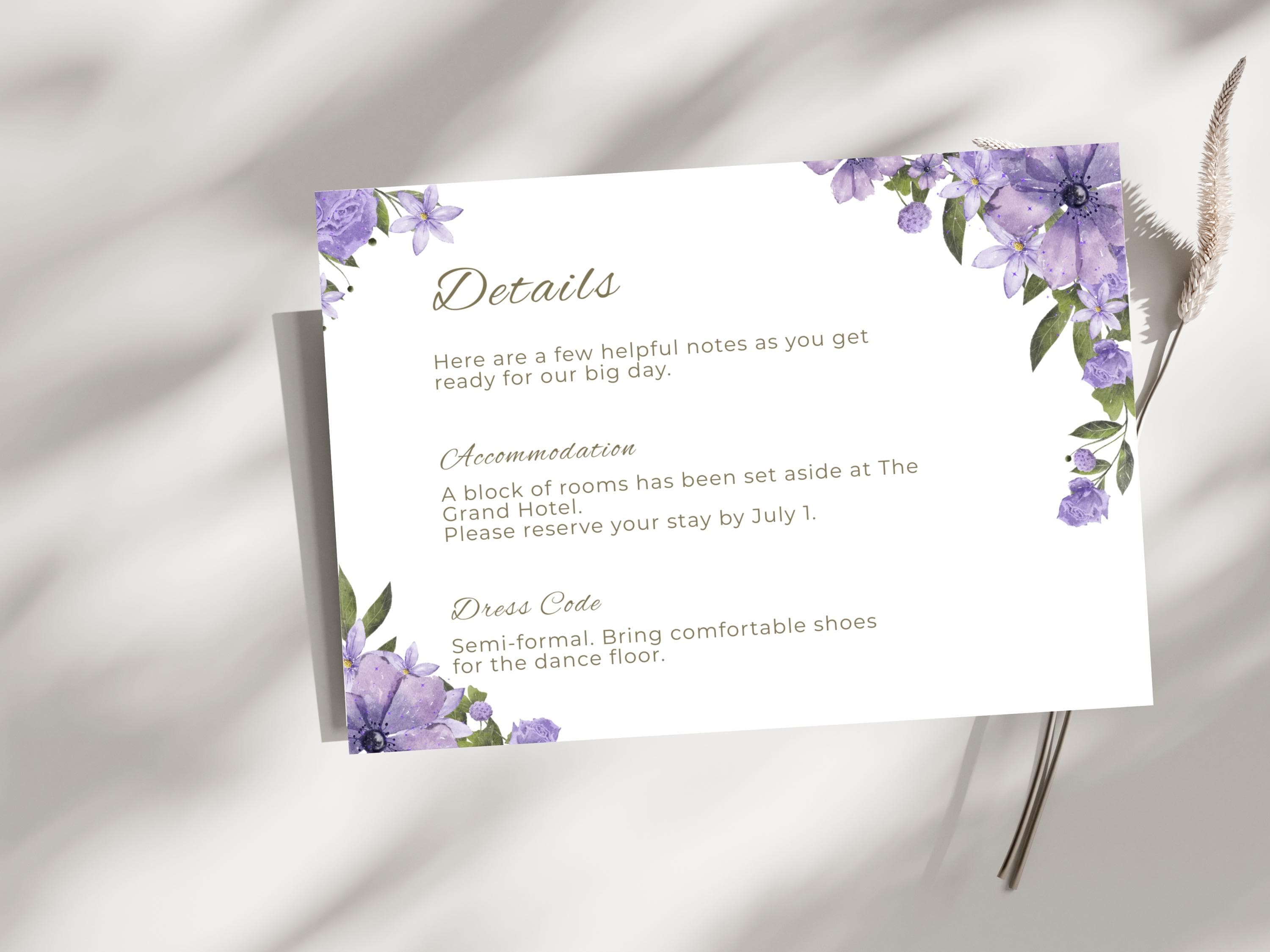 Wedding Invitation Set, RSVP, Wedding Invitation, Details, Editable, Template, WI245 - image 4