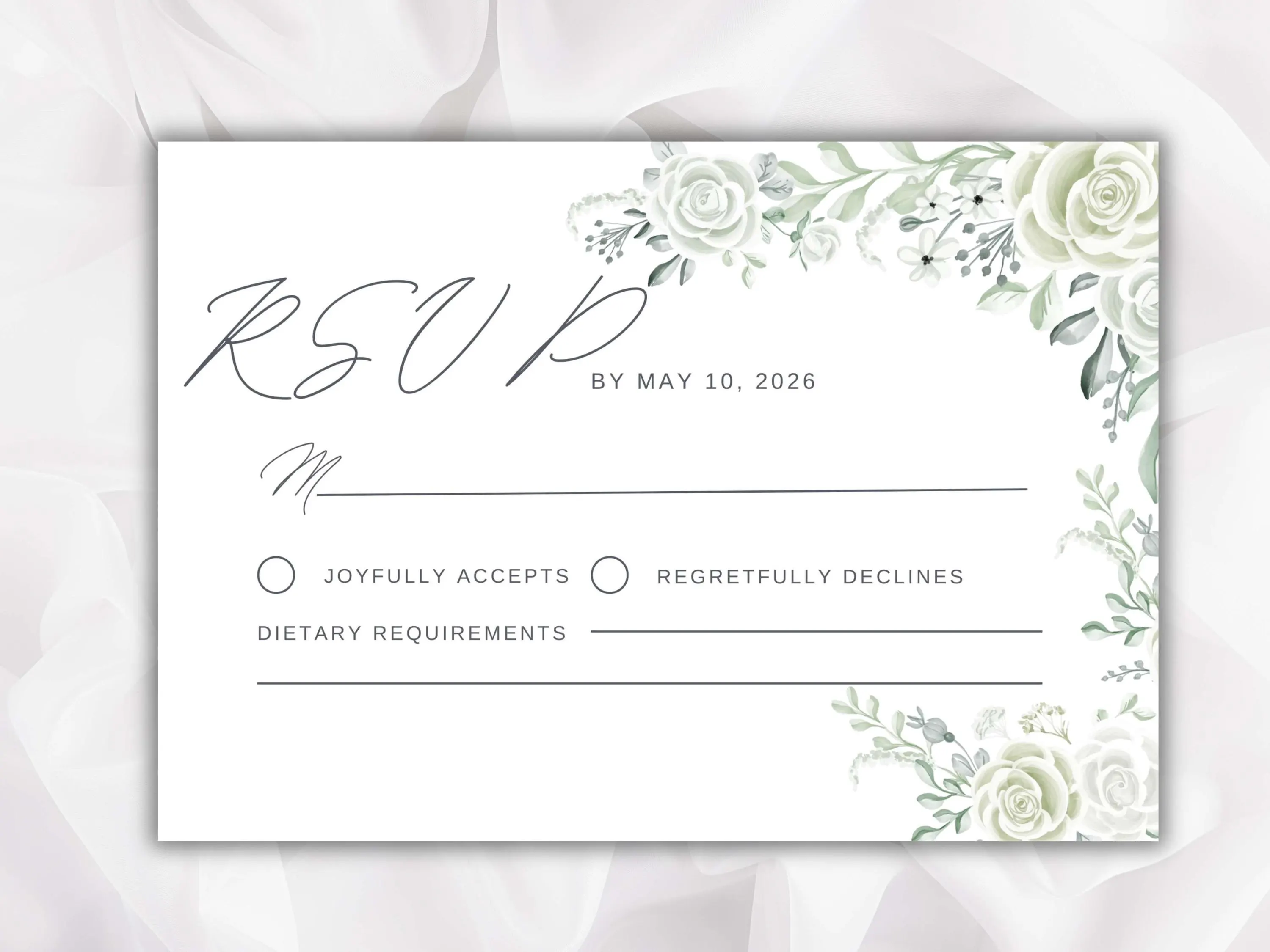 White Rose Wedding Invitation Template (Printable) - image 4