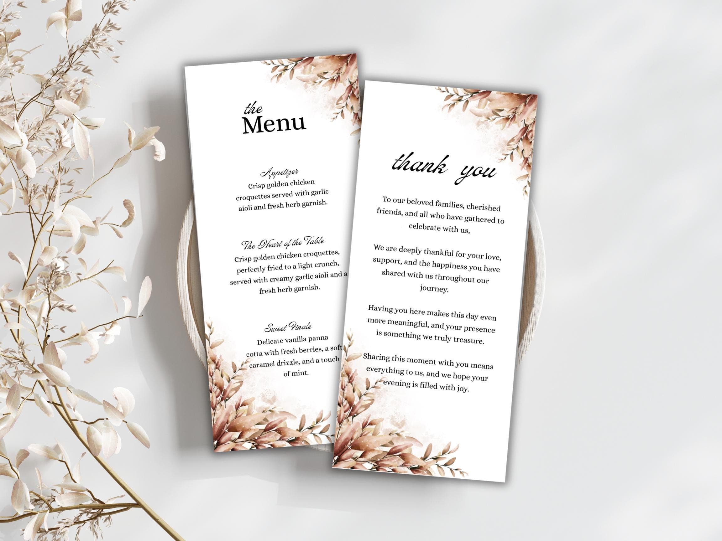 Wedding Thank you Card, Menu Card, Table Card. WI326 - image 5