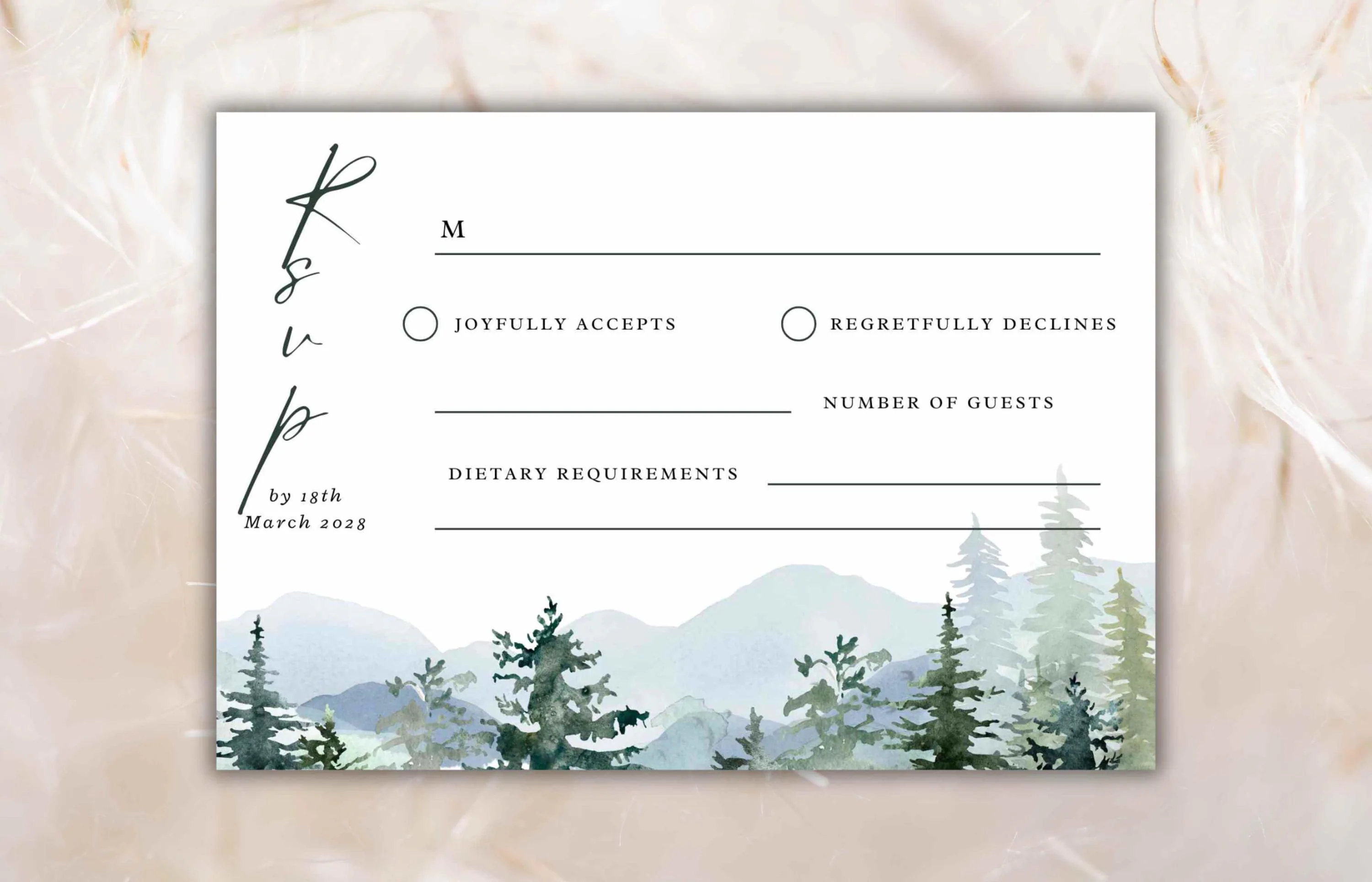 Mountain Wedding Invitation Template, Pine Tree Suite (Printable RSVP) - image 5