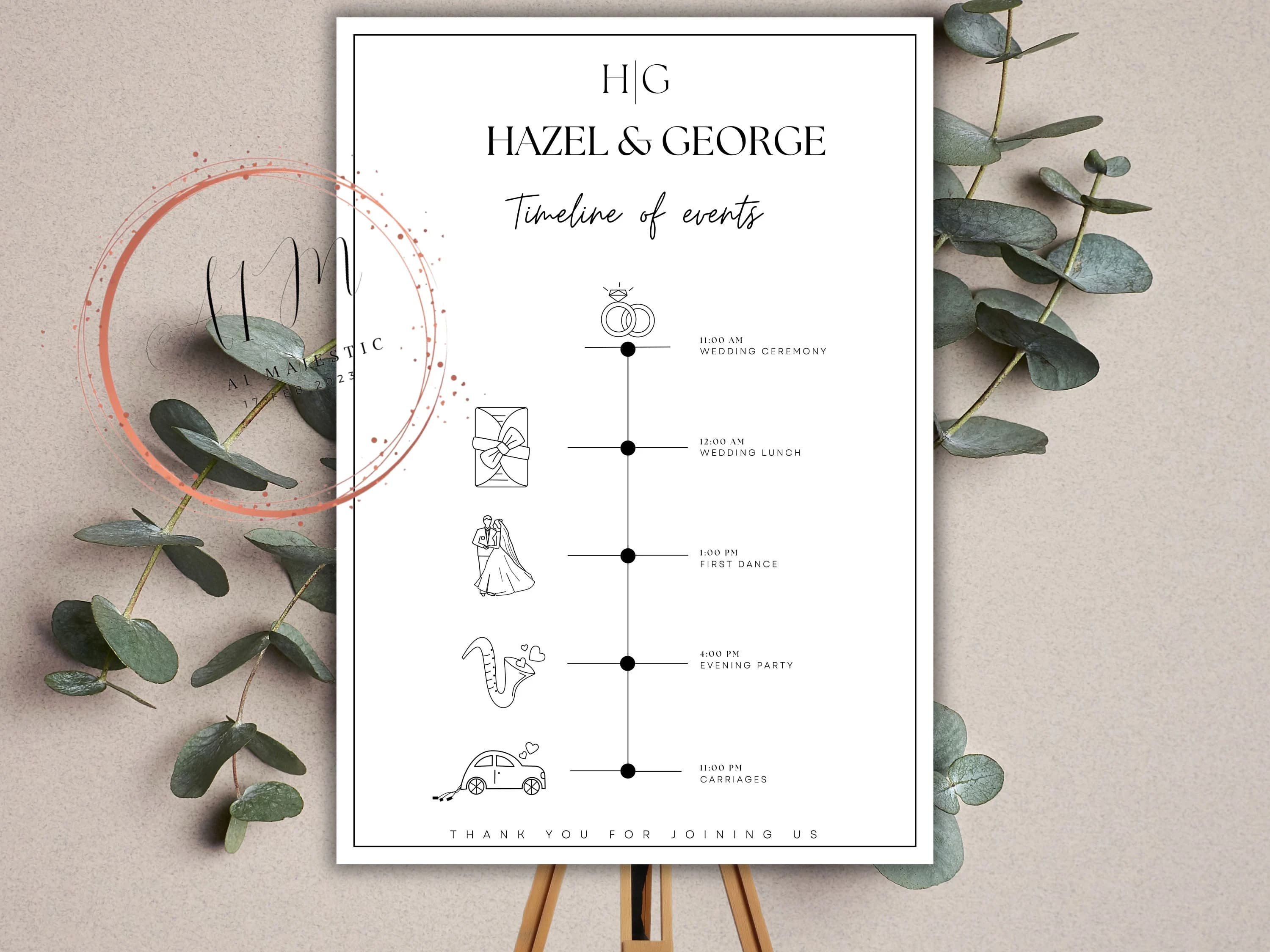 Printable Wedding Timeline Sign Template (Digital Download) - image 5