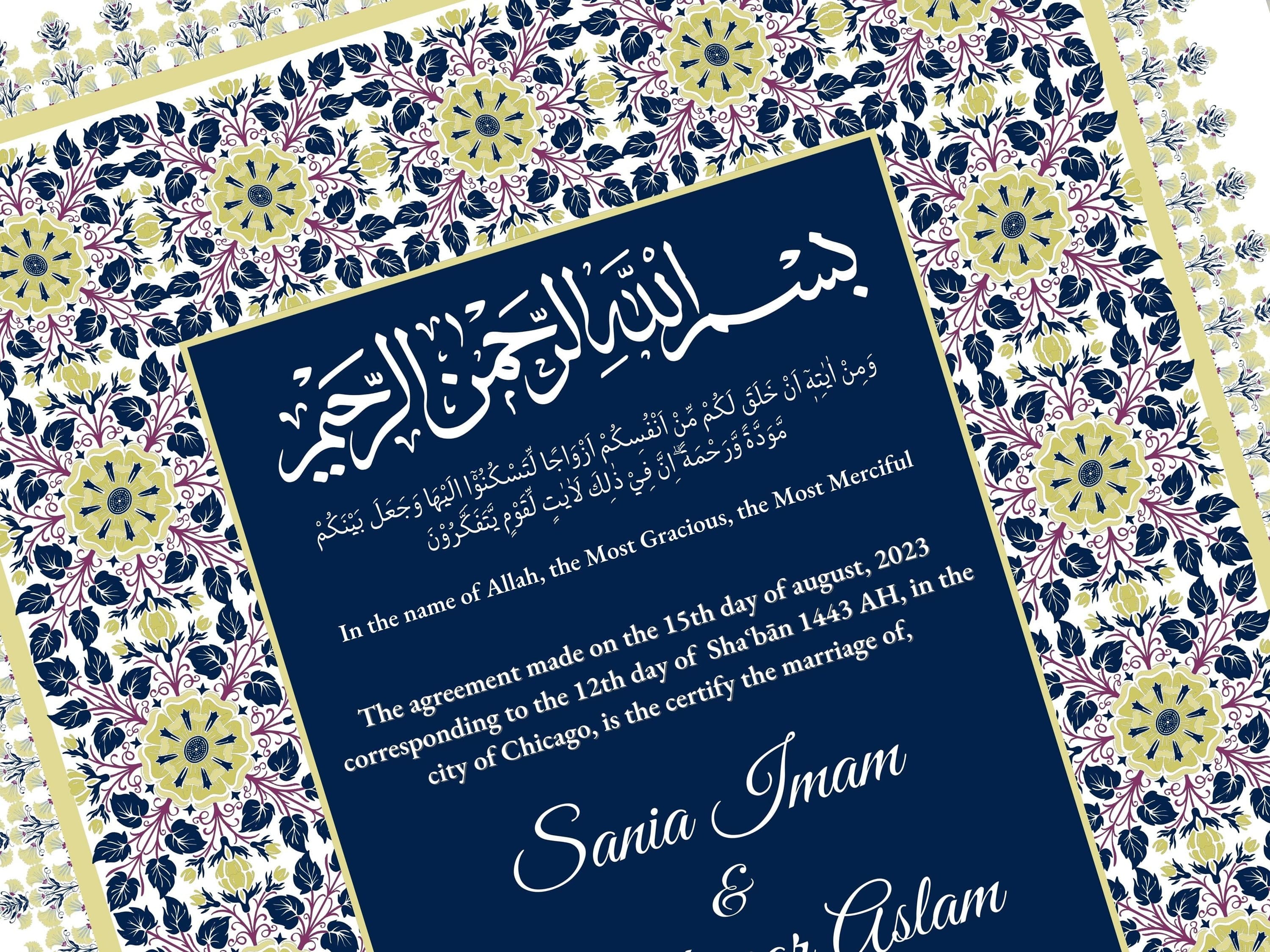 Nikkah Certificate, Nikkah Islamic Marriage Certificate, Muslin Contract,  Printable, Nikkah Contract, Editable, Digital Download. NN19 - image 3