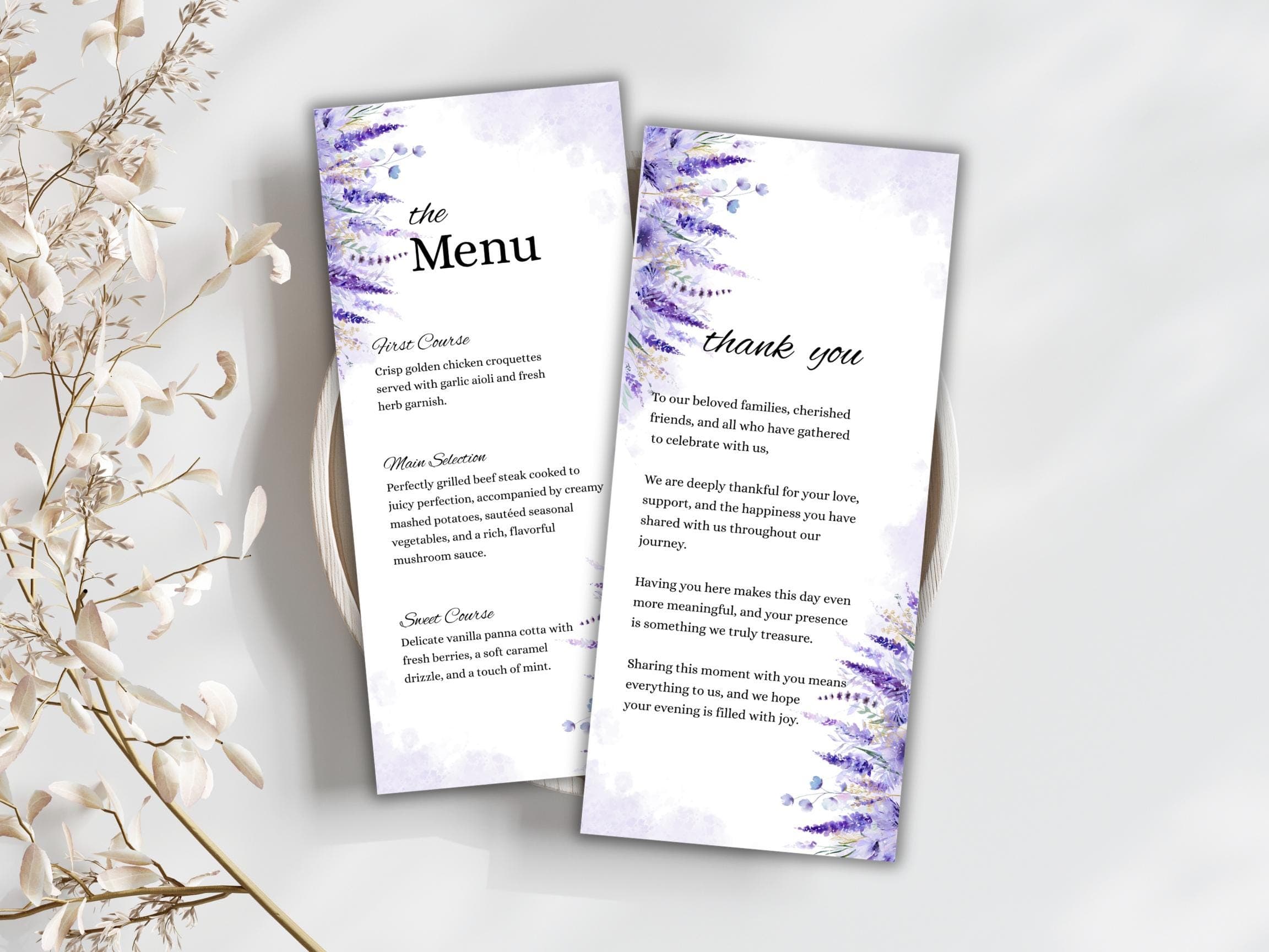 Wedding Thank you Card, Menu Card, Table Card. WI333 - image 5