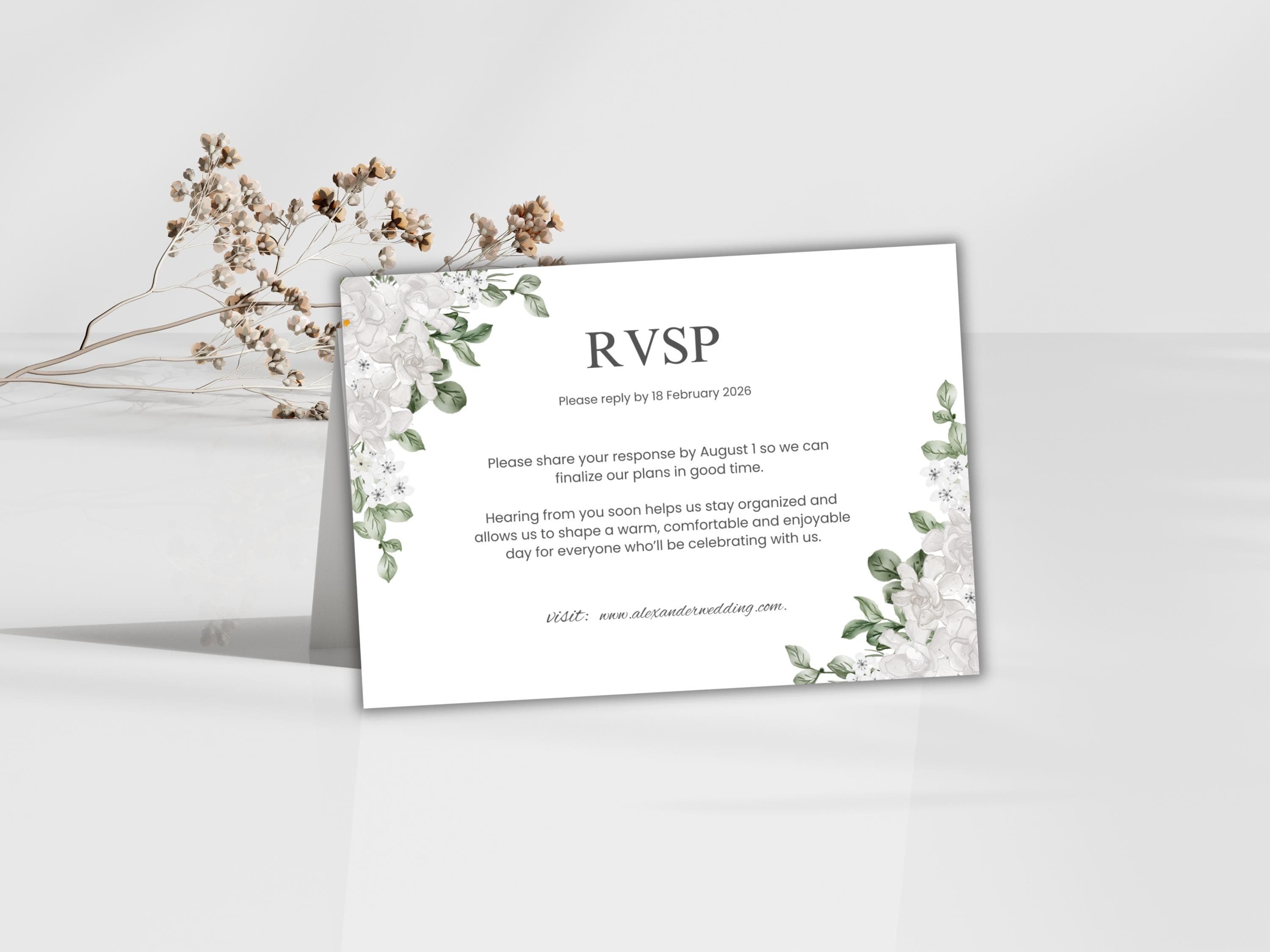 Wedding Invitation Set, RSVP, Wedding Invitation, Details, Editable, Template, WI243 - image 5