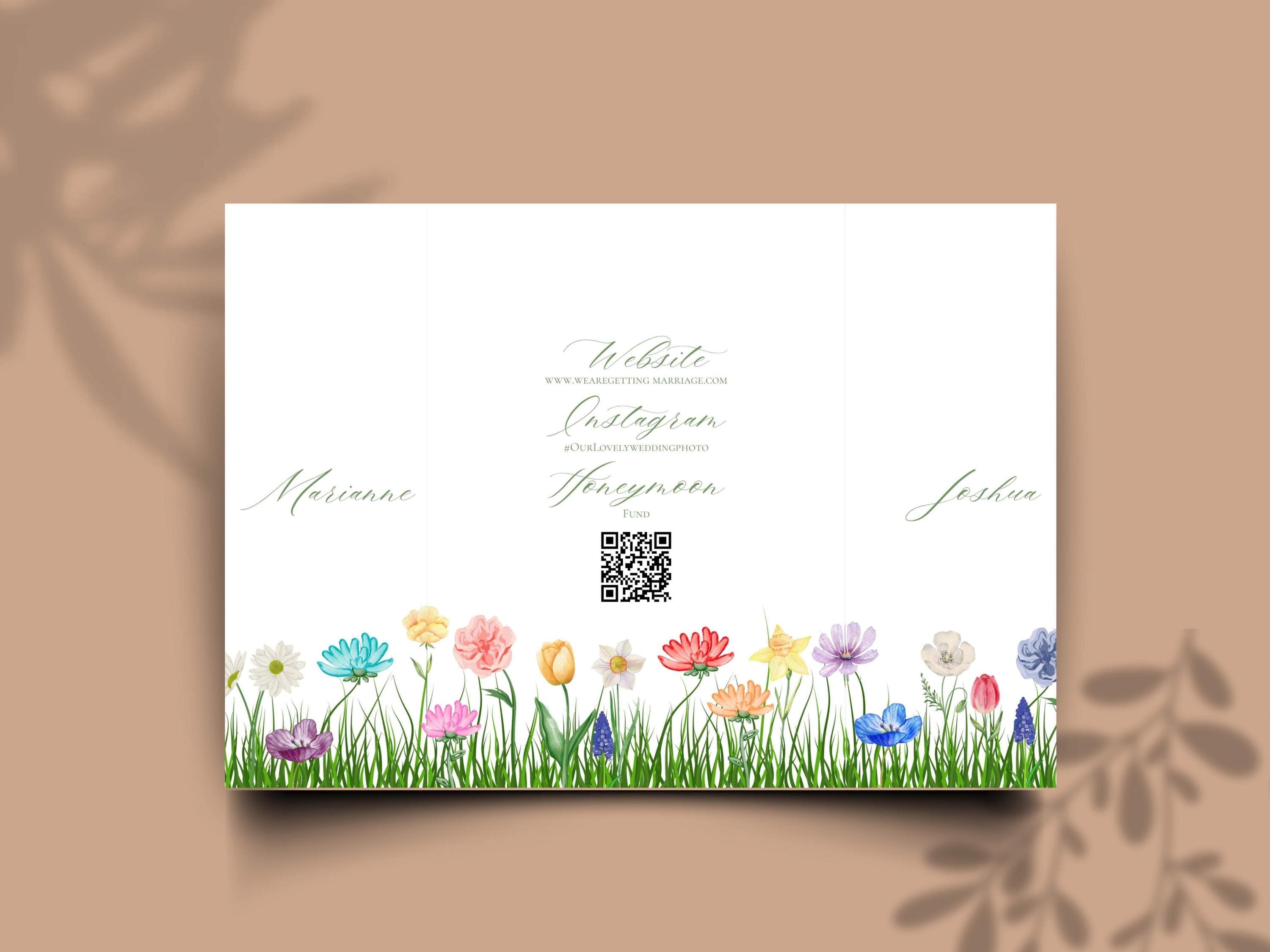 Elegant Floral Gatefold Wedding Invitation Template (Editable PDF, 10x7" Flat, 5x7" Folded) - image 3