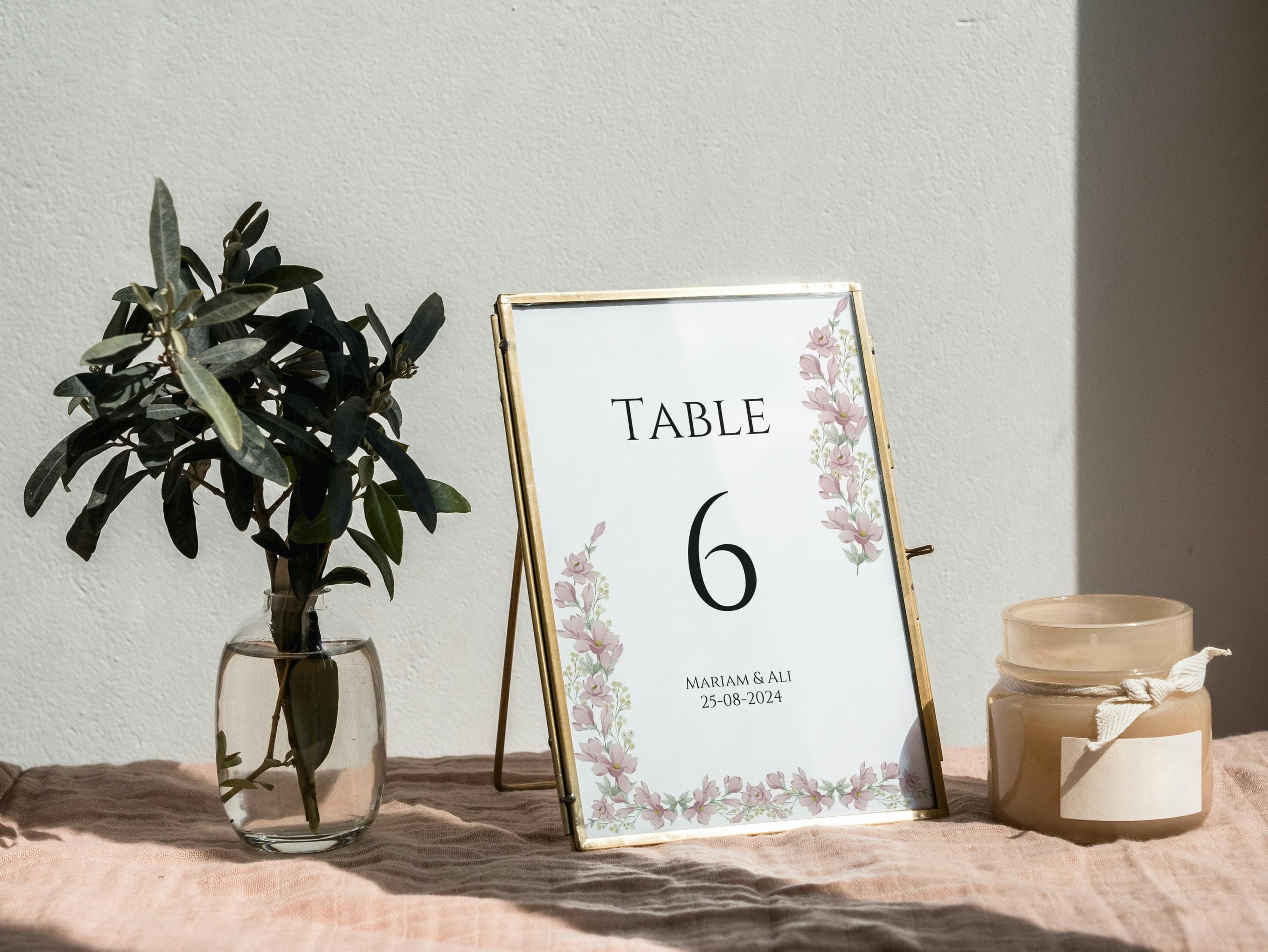 Floral Table Wedding Sign Template, Wedding Sign, Modern Floral Wedding Sign, Editable  Wedding Table Sign, Printable Table Number. WS25