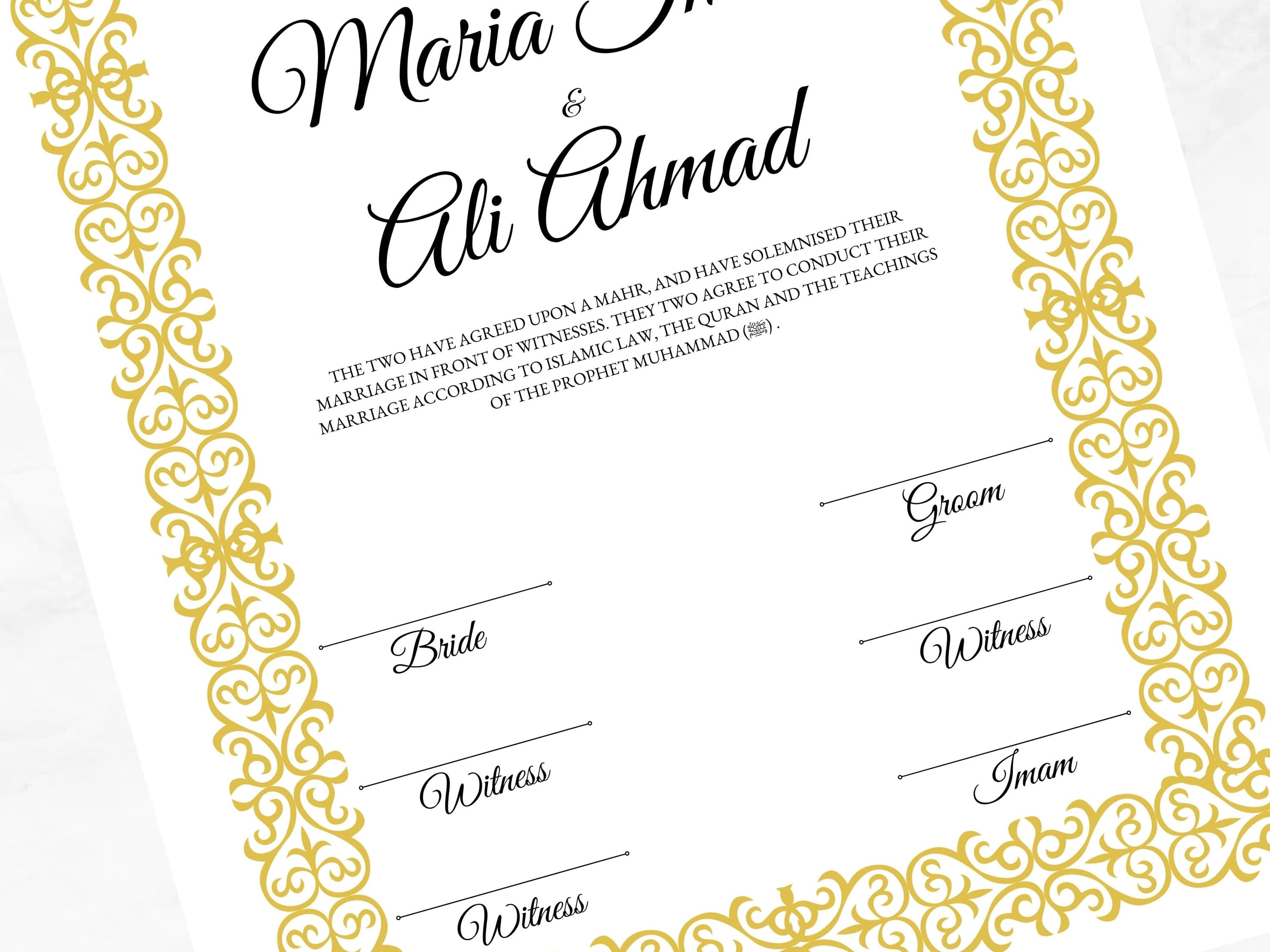 Printable Nikkah Contract Template | Islamic Marriage | PDF Muslim Marriage Contract | Wedding Keepsake.  NN85 - image 5