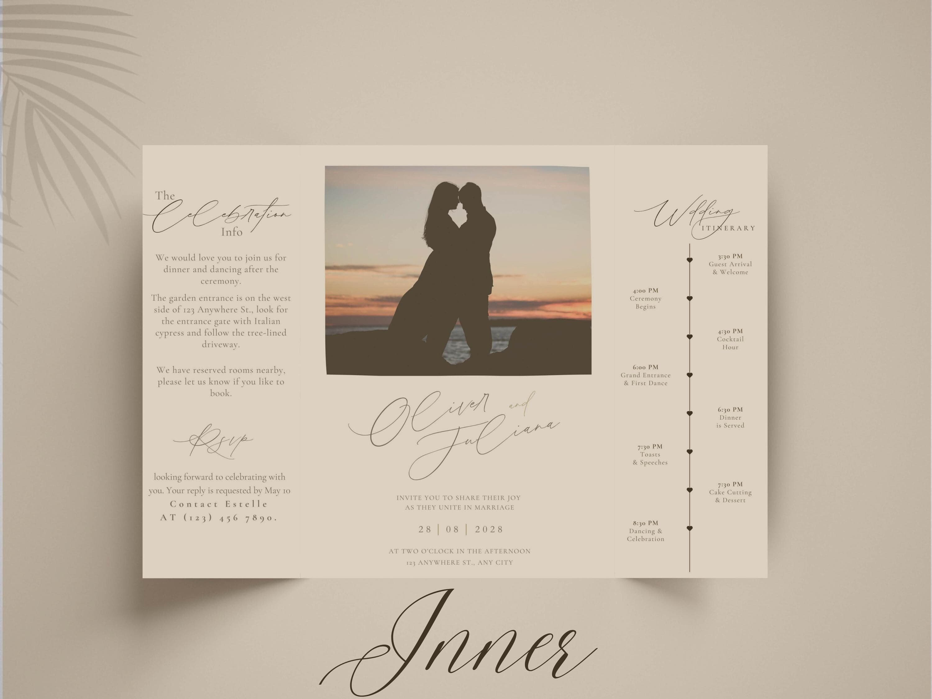 Elegant Gatefold Wedding Invitation Template: Minimalist Photo Design (Digital Download) - image 4