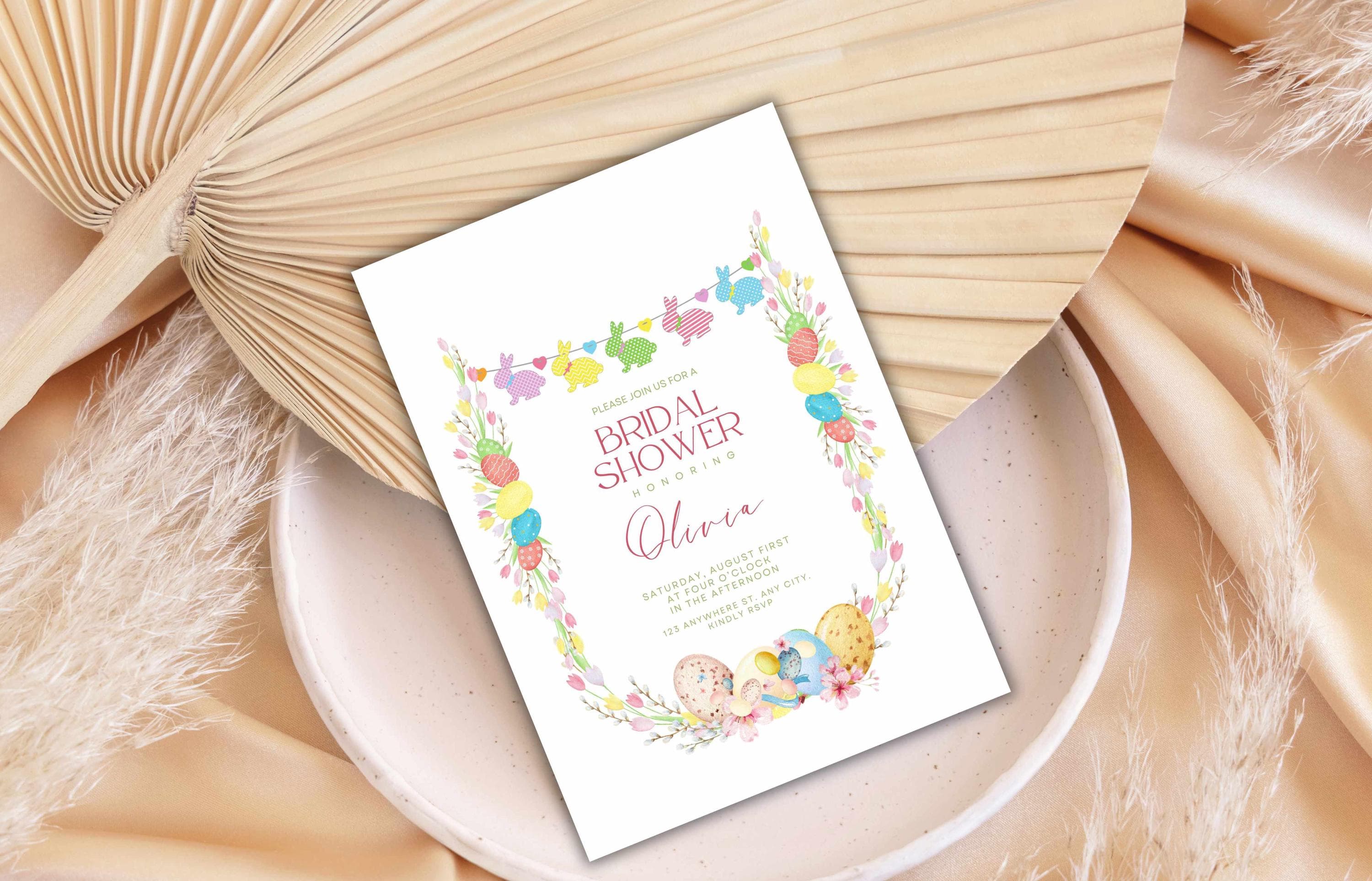 Bridal Shower Invitation Summer Template, Easter Bridal Brunch Template, Bunny  Wedding Shower Invite Rustic Wedding Printable. WSB41