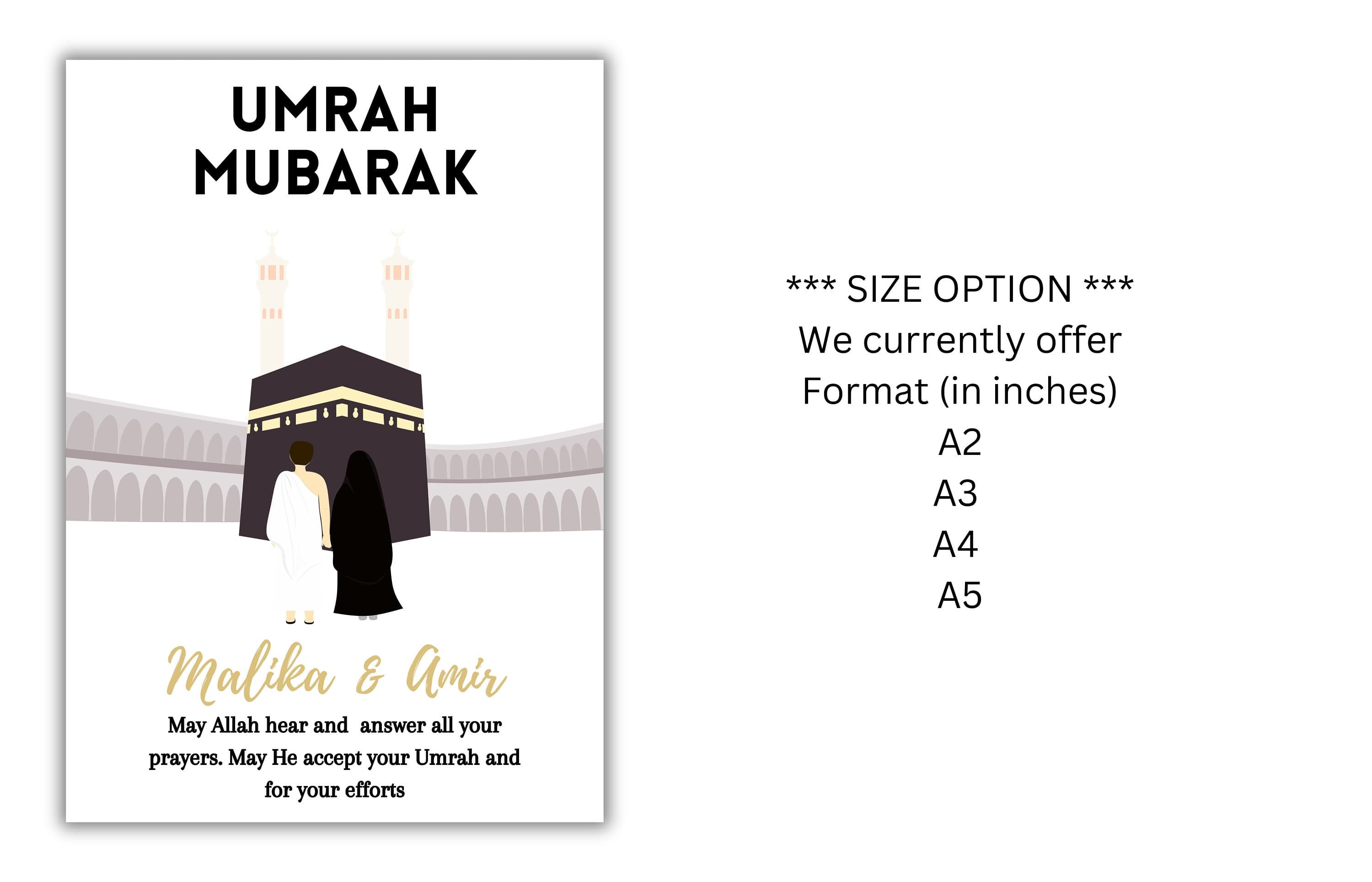 Personalized Couple Umrah Mubarak Template, Umrah Gift, Digital Print , Umrah Wishes, Editable Template, A2, A3, A4, A5, Pdf Template. UM3 - image 4