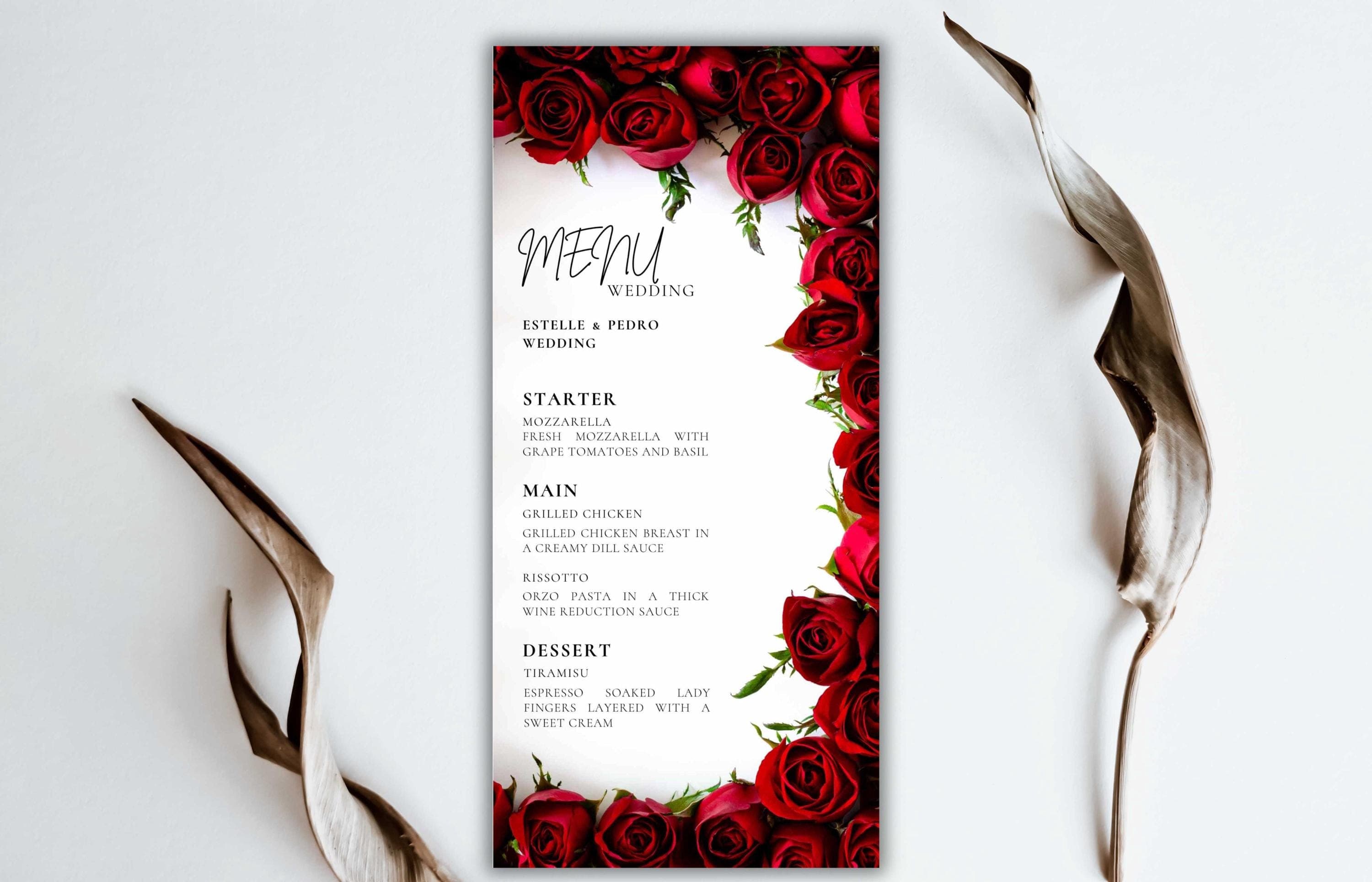 Wedding Menu Template Download, Modern Dinner Menu, Instant Download, WS53 - image 3