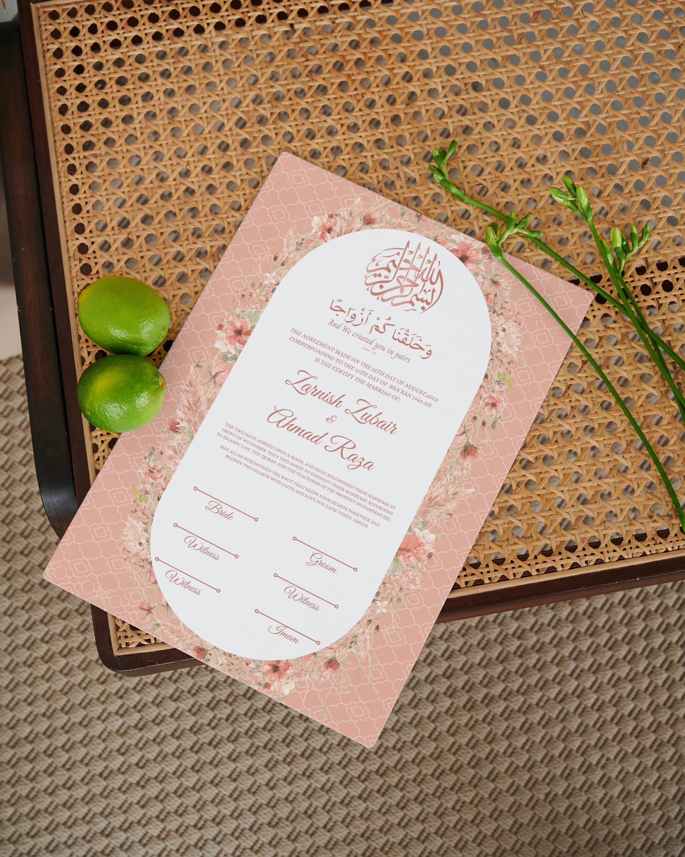 Nikkah Contract Template, Printable Nikkah Contract, Editable Nikkah nama, Muslim Wedding Certificate,Digital Download. NN35 - image 3