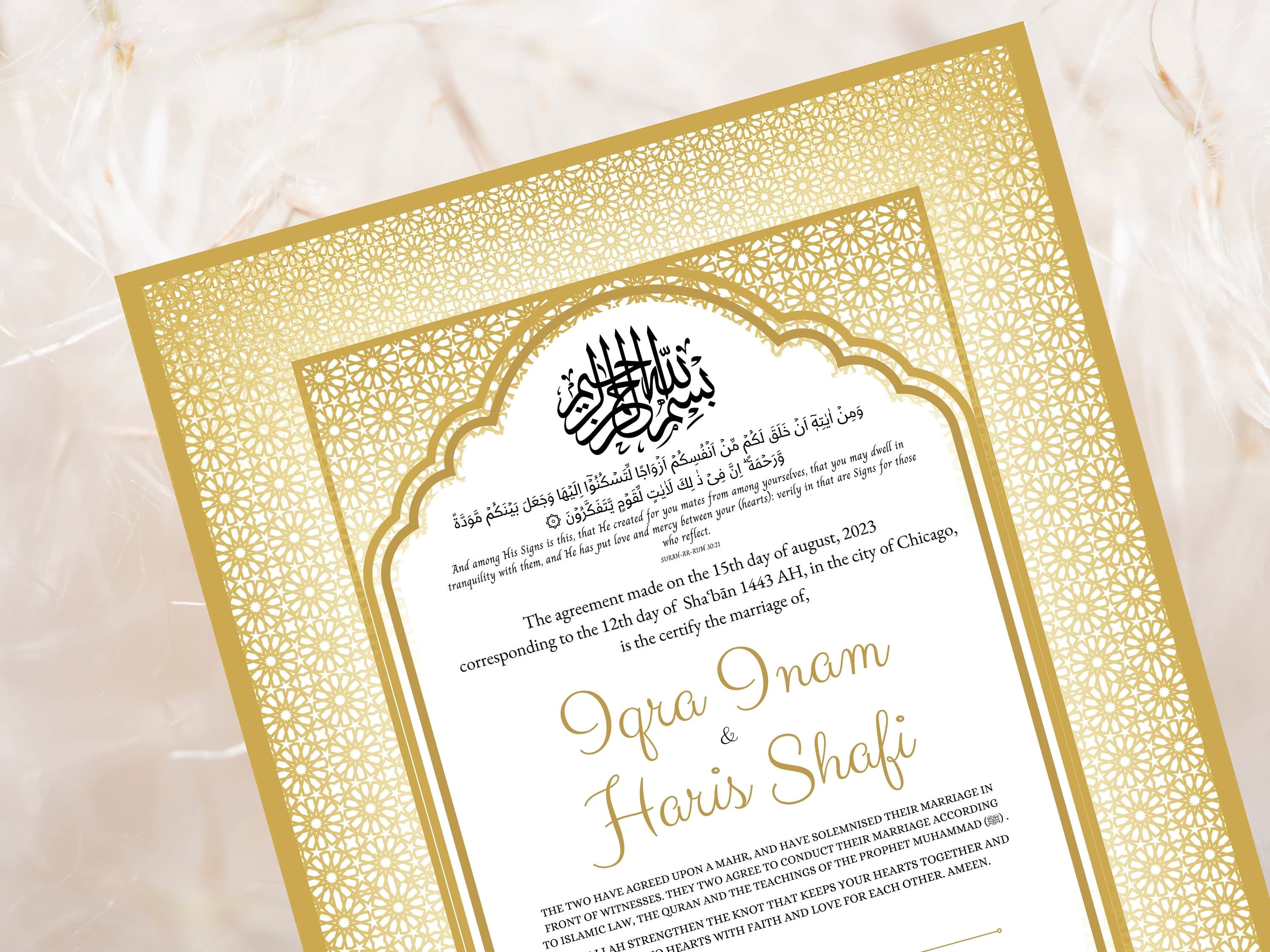 Nikkah Certificate Gold, Luxury Nikkah Contract, Editable Nikah Nama, Islamic Wedding Contract, Digital Download. NN44 - image 3