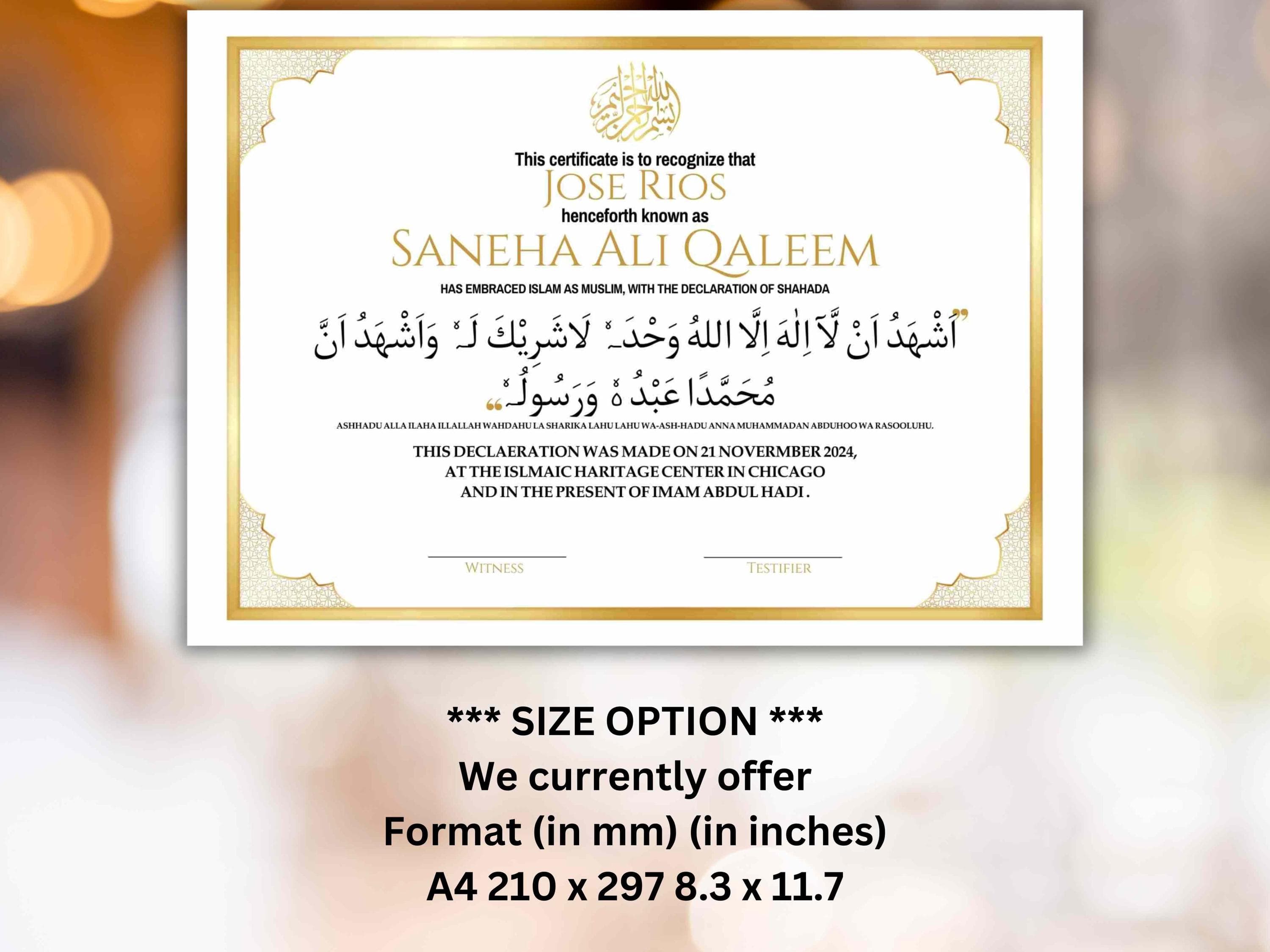 Conversion Certificate, Muslim Conversion Certificate, Shahada Certificate, Convert Certificate, Editable, Printable, Instant Download. CC3 - image 3