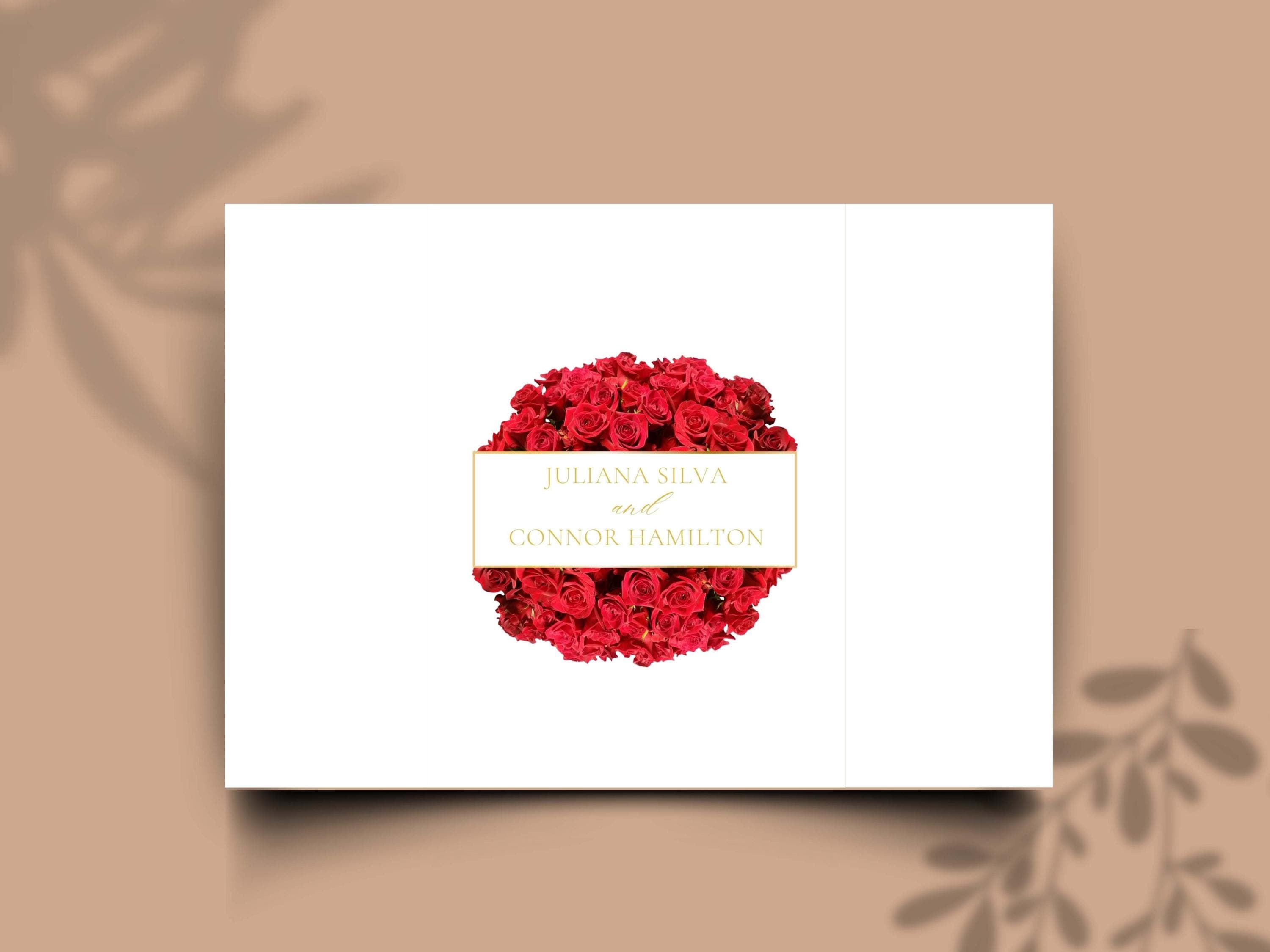 Red Rose Gatefold Wedding Invitation: Romantic Floral Card (Printable Template) - image 3