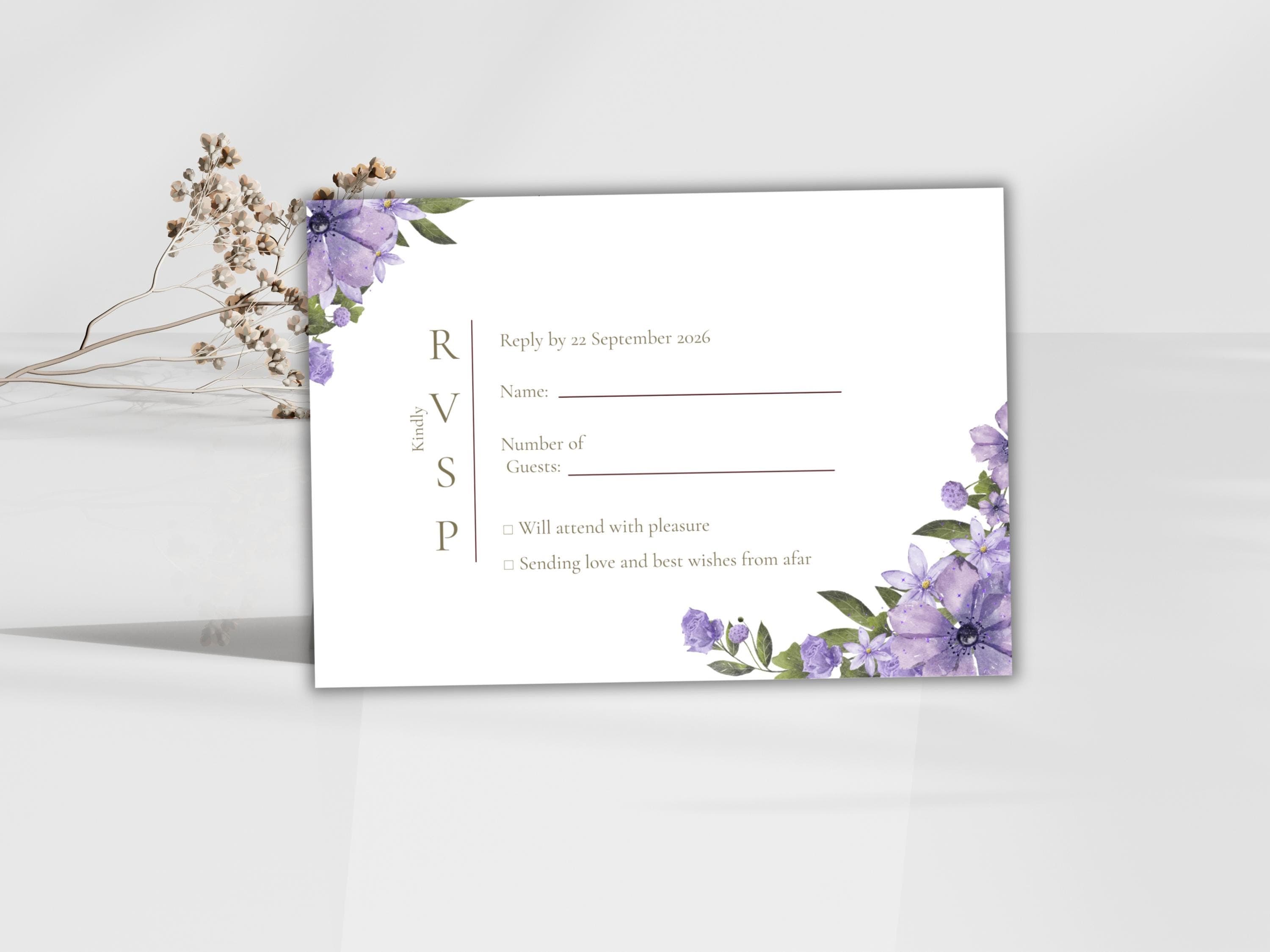 Wedding Invitation Set, RSVP, Wedding Invitation, Details, Editable, Template, WI245 - image 5