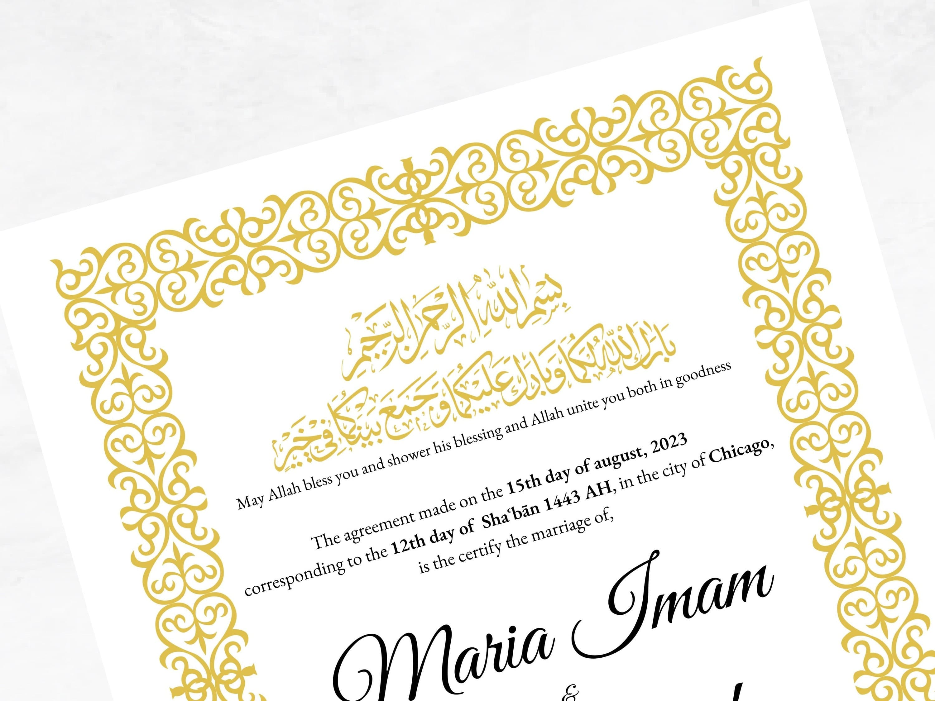 Printable Nikkah Contract Template | Islamic Marriage | PDF Muslim Marriage Contract | Wedding Keepsake.  NN85 - image 3