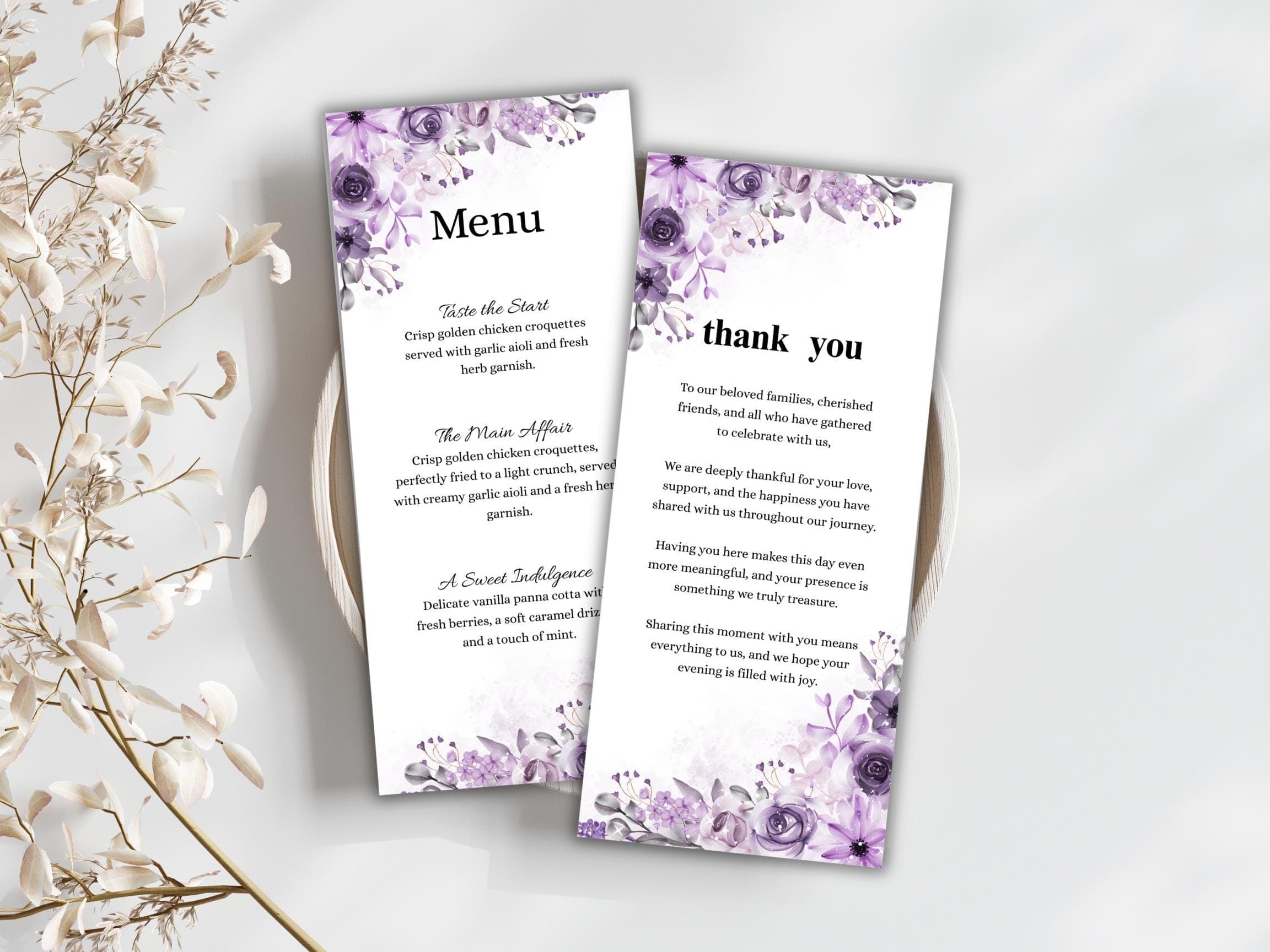 Wedding Thank you Card, Menu Card, Table Card. WI328 - image 5