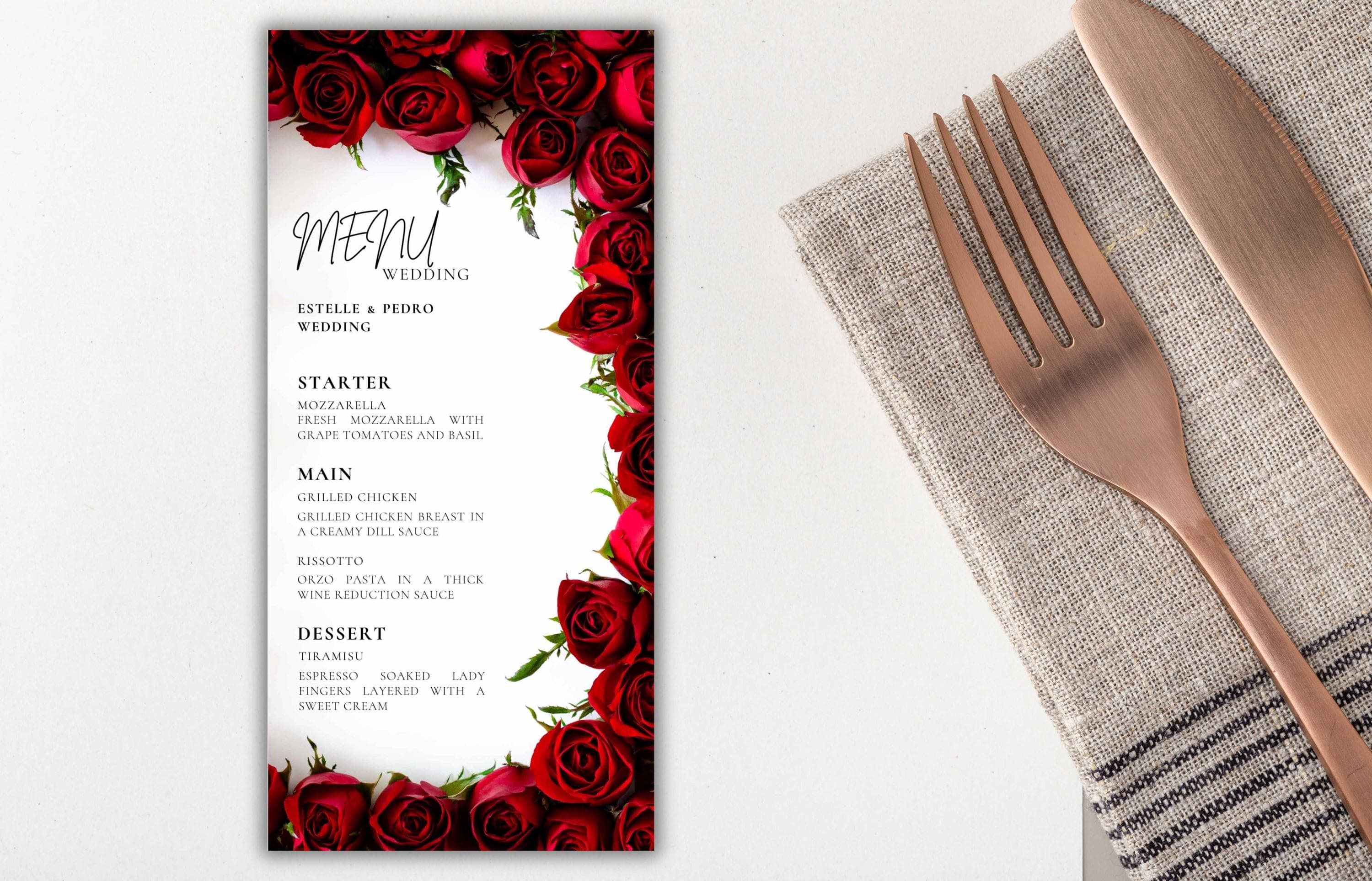 Wedding Menu Template Download, Modern Dinner Menu, Instant Download, WS53 - image 5