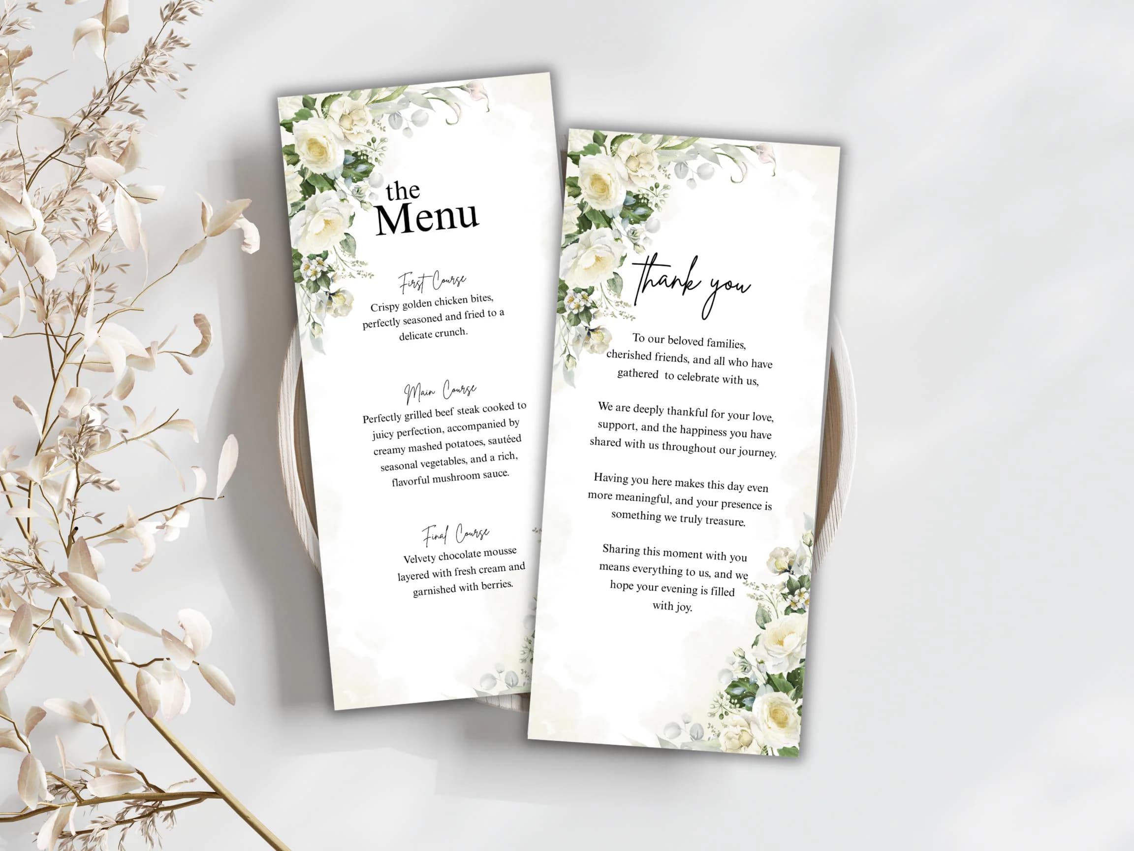 Editable Wedding Menu, Thank You, Table Cards (Canva Template) - image 5