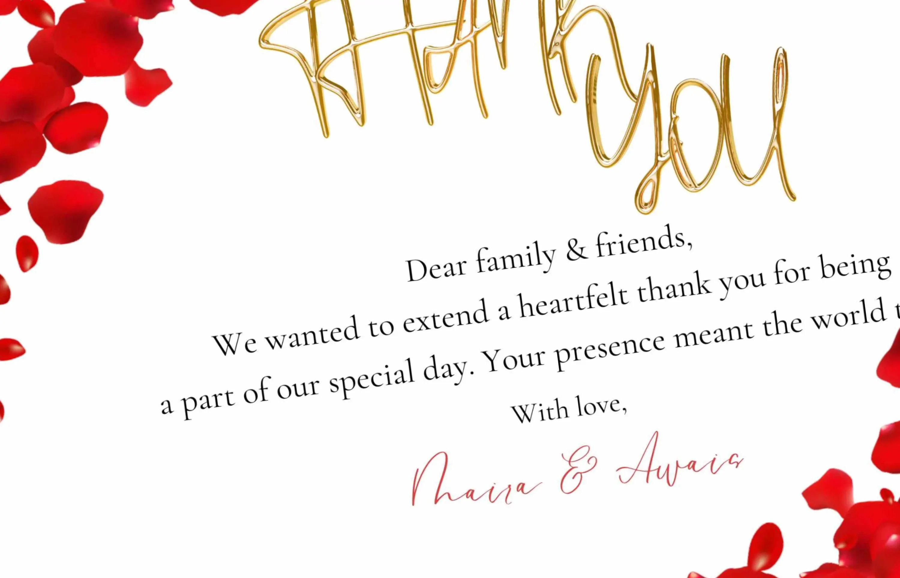 Red Petals Wedding Thank You Card, Editable Template (Digital Download) - image 5