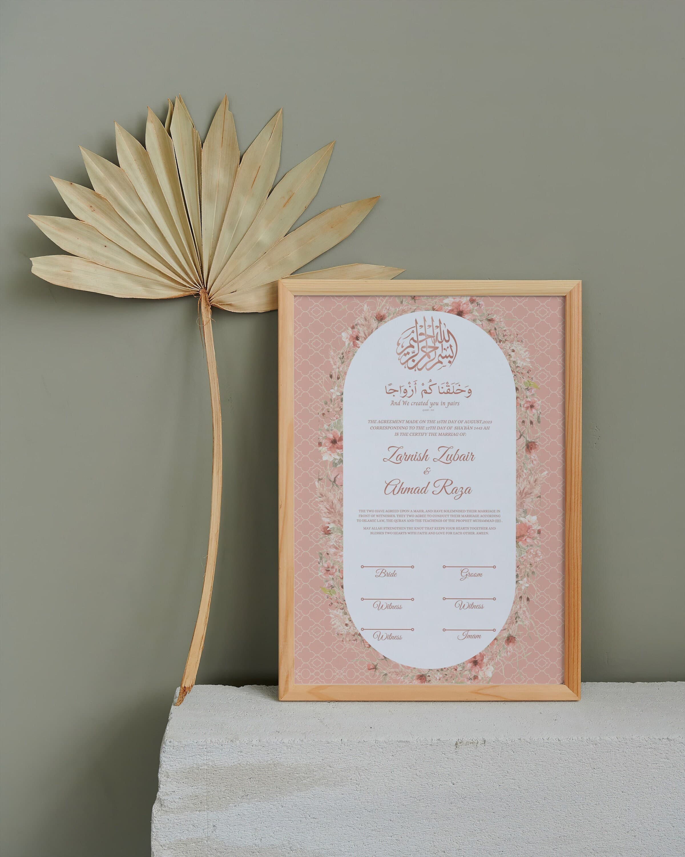 Nikkah Contract Template, Printable Nikkah Contract, Editable Nikkah nama, Muslim Wedding Certificate,Digital Download. NN35