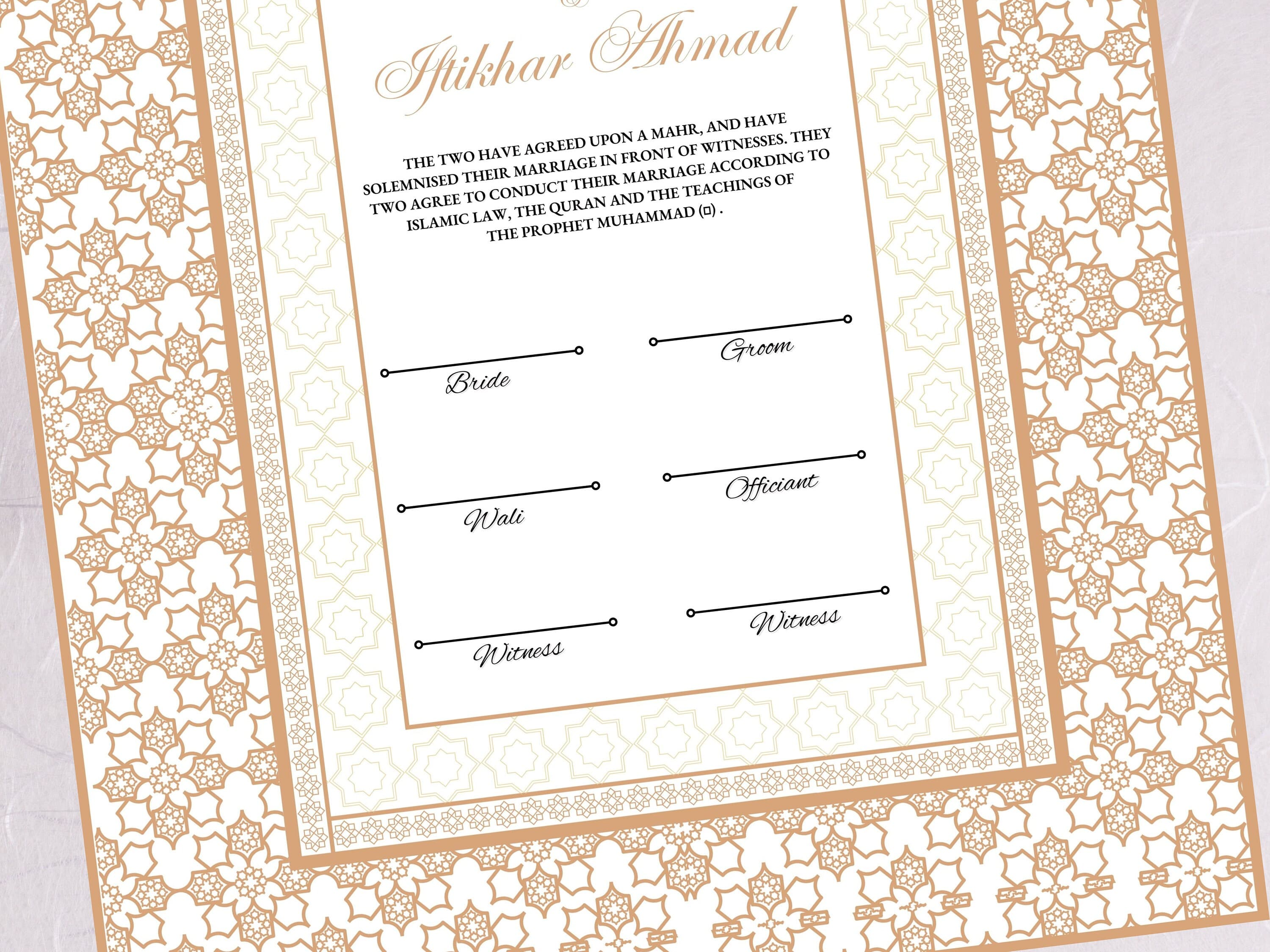 Luxury Nikkah Contract, Nikkah Certificate, Custom Nikah Nama, Islamic Wedding Contract, Marriage Contract Wedding Digital Download. NN24 - image 4