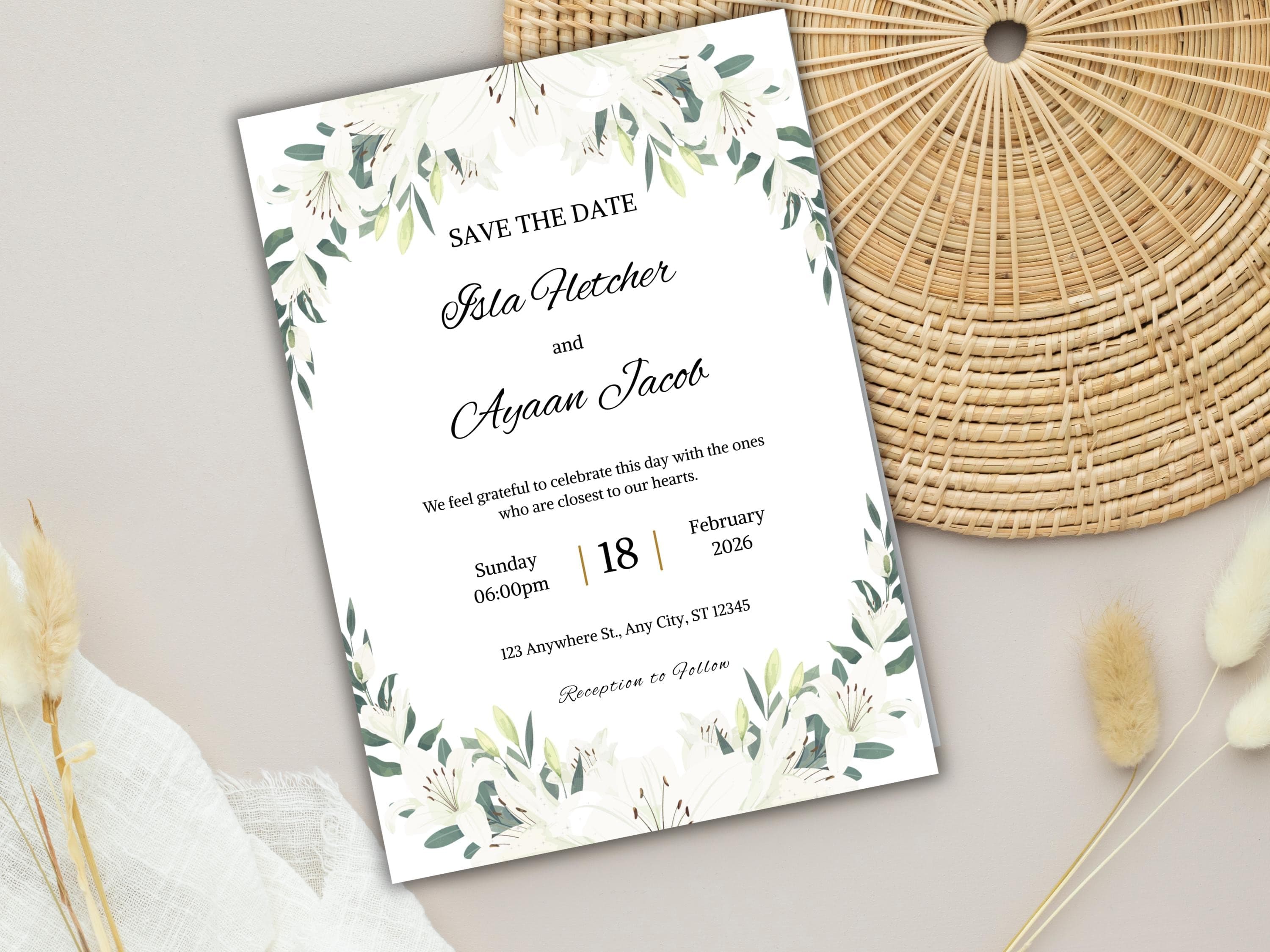 Wedding Invitation Bundle, RSVP, Thank You Card, Table Card, Menu Card, Reception Card, Details Card. WI248 - image 5