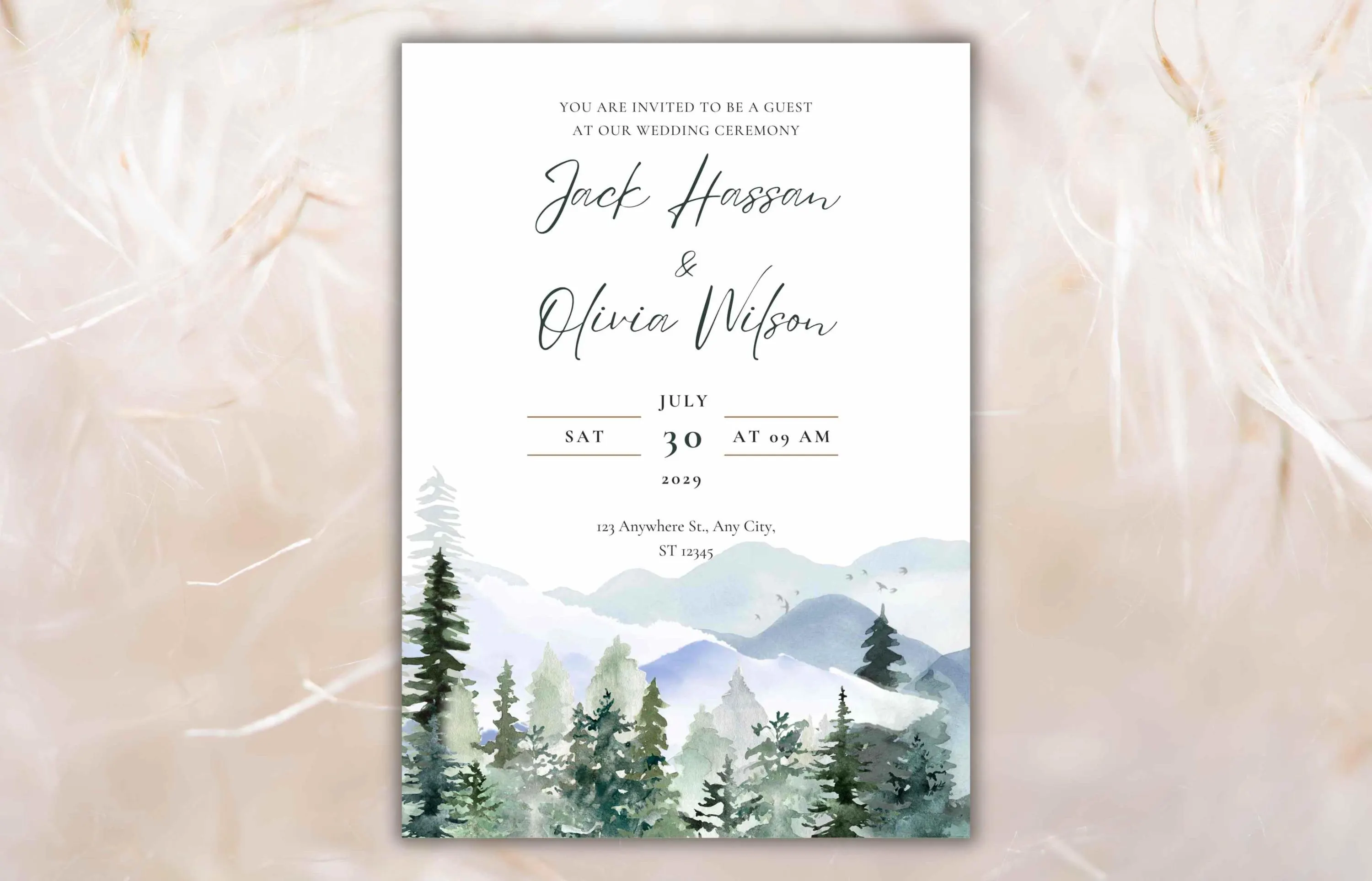 Mountain Wedding Invitation Template, Pine Tree Suite (Printable RSVP) - image 3