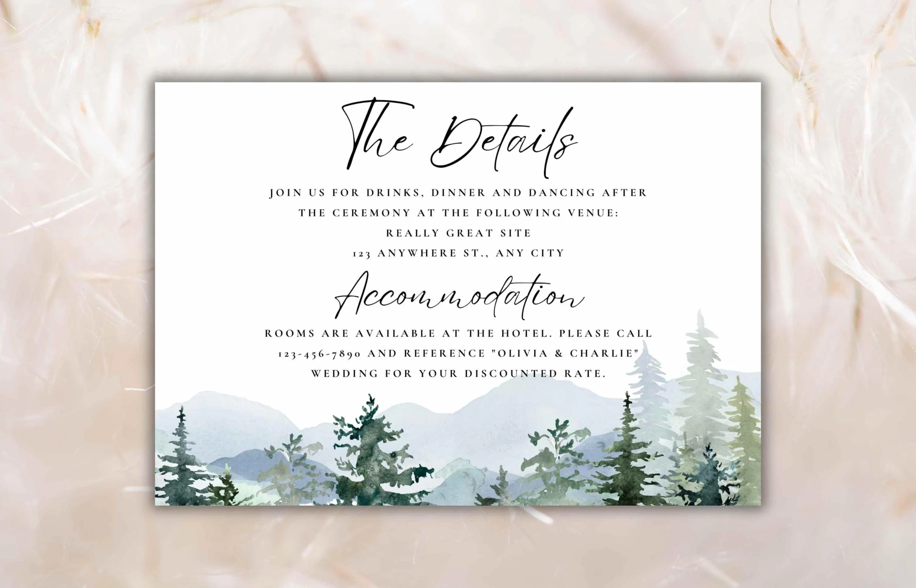 Mountain Wedding Invitation Template, Pine Tree Suite (Printable RSVP) - image 4