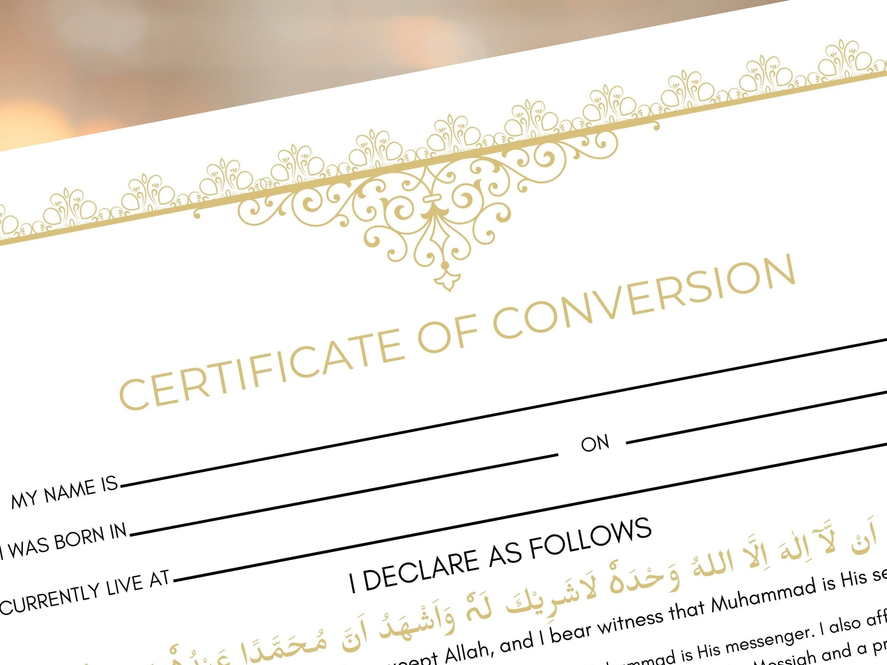Conversion Certificate, Muslim Conversion Certificate, Shahada Certificate, Convert Certificate, Editable, Printable, Instant Download. CC2 - image 5