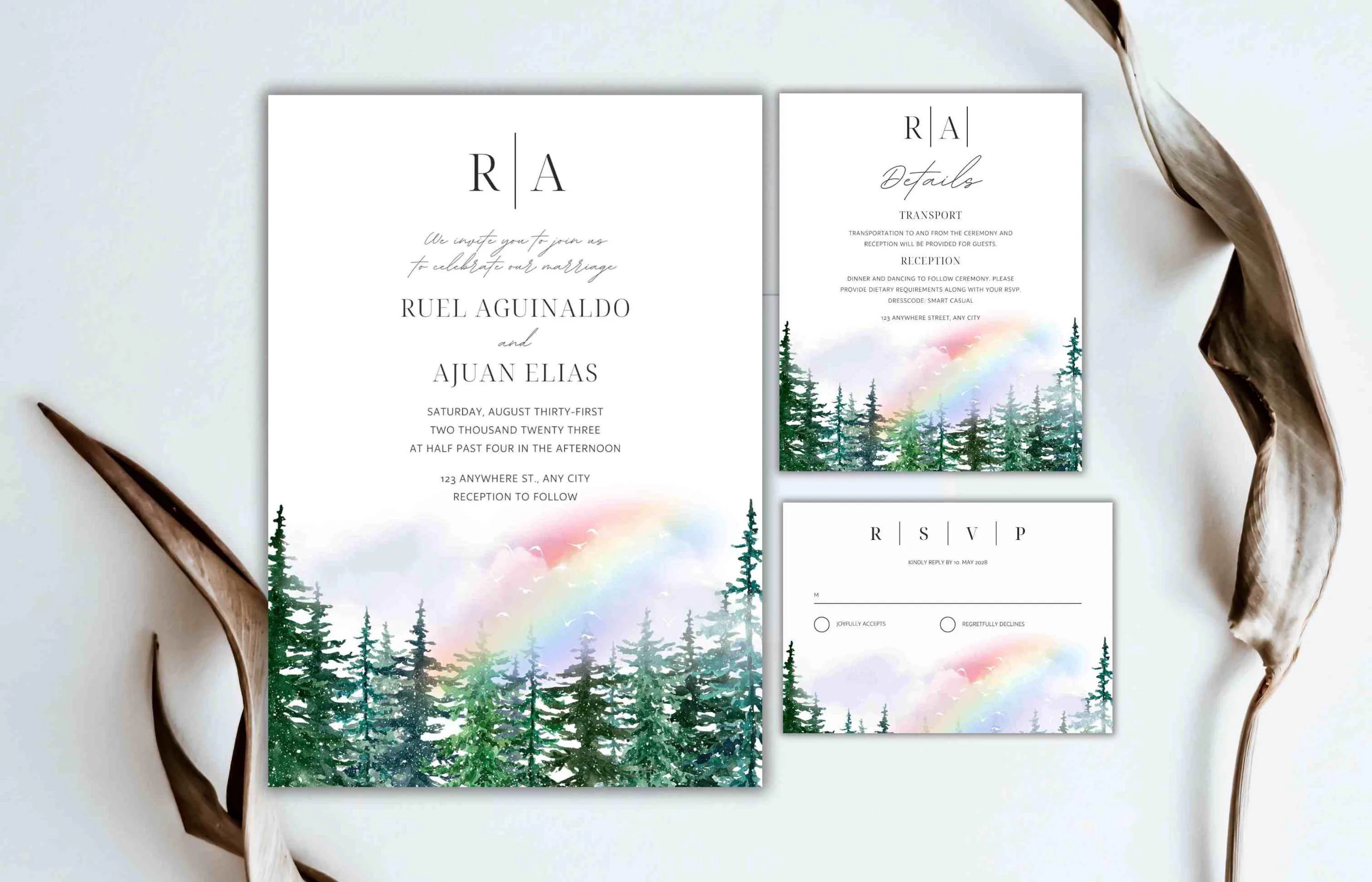 Forest Wedding Invitation Template: Rustic Greenery Eucalyptus (Editable Template) - image 3