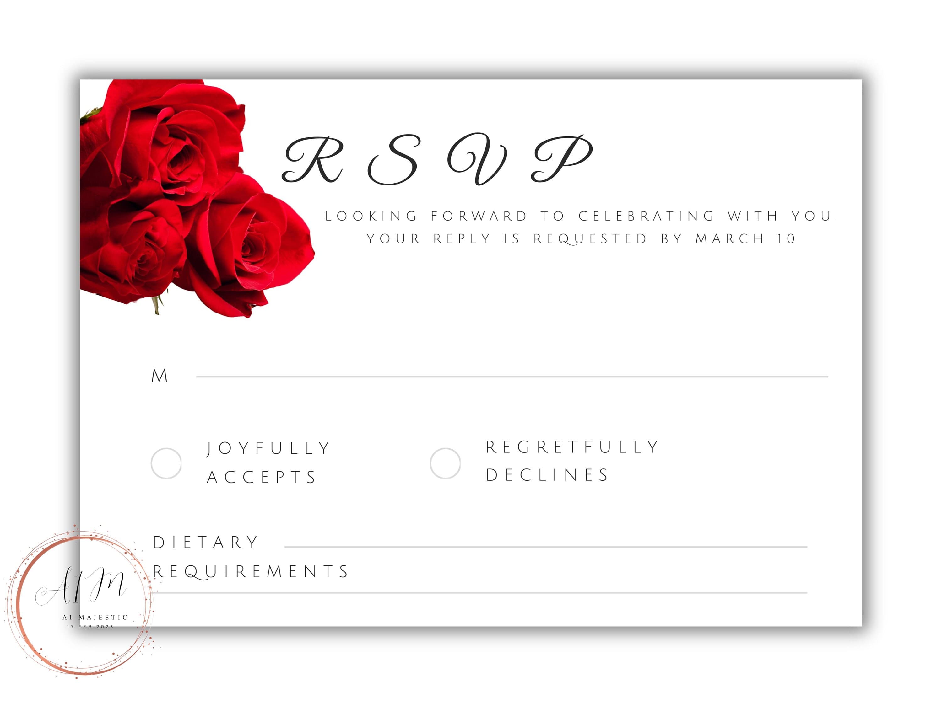 Red Rose Wedding Invitation Set, Elegant Floral Template (Editable) - image 5