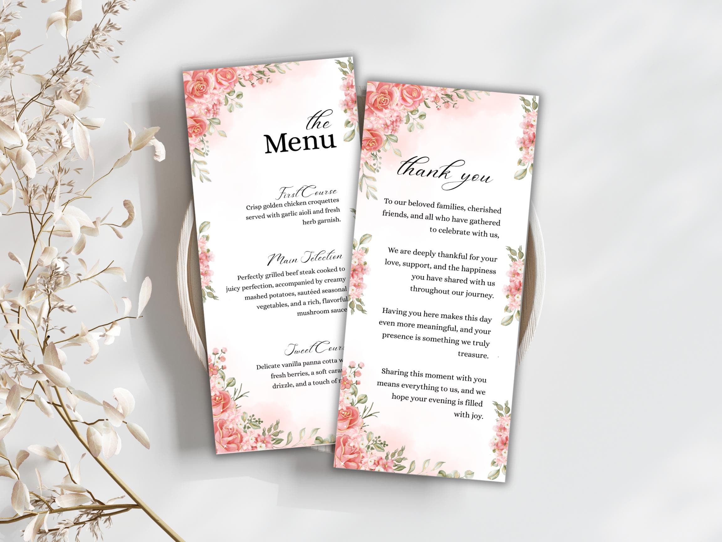 Wedding Thank you Card, Menu Card, Table Card. WI334 - image 5