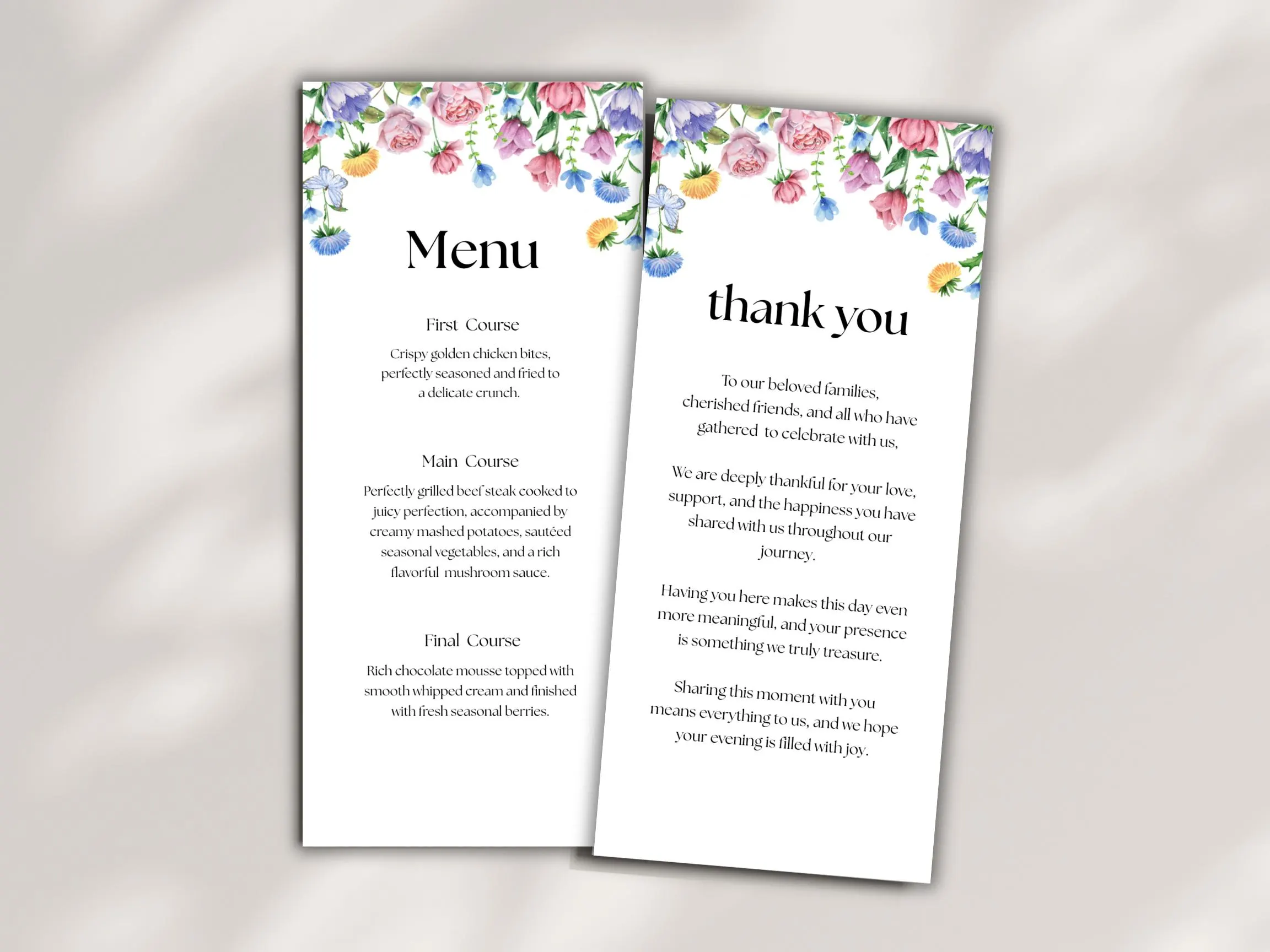Floral Menu Card, Wedding Thank You, Table Card (Editable Template) - image 5