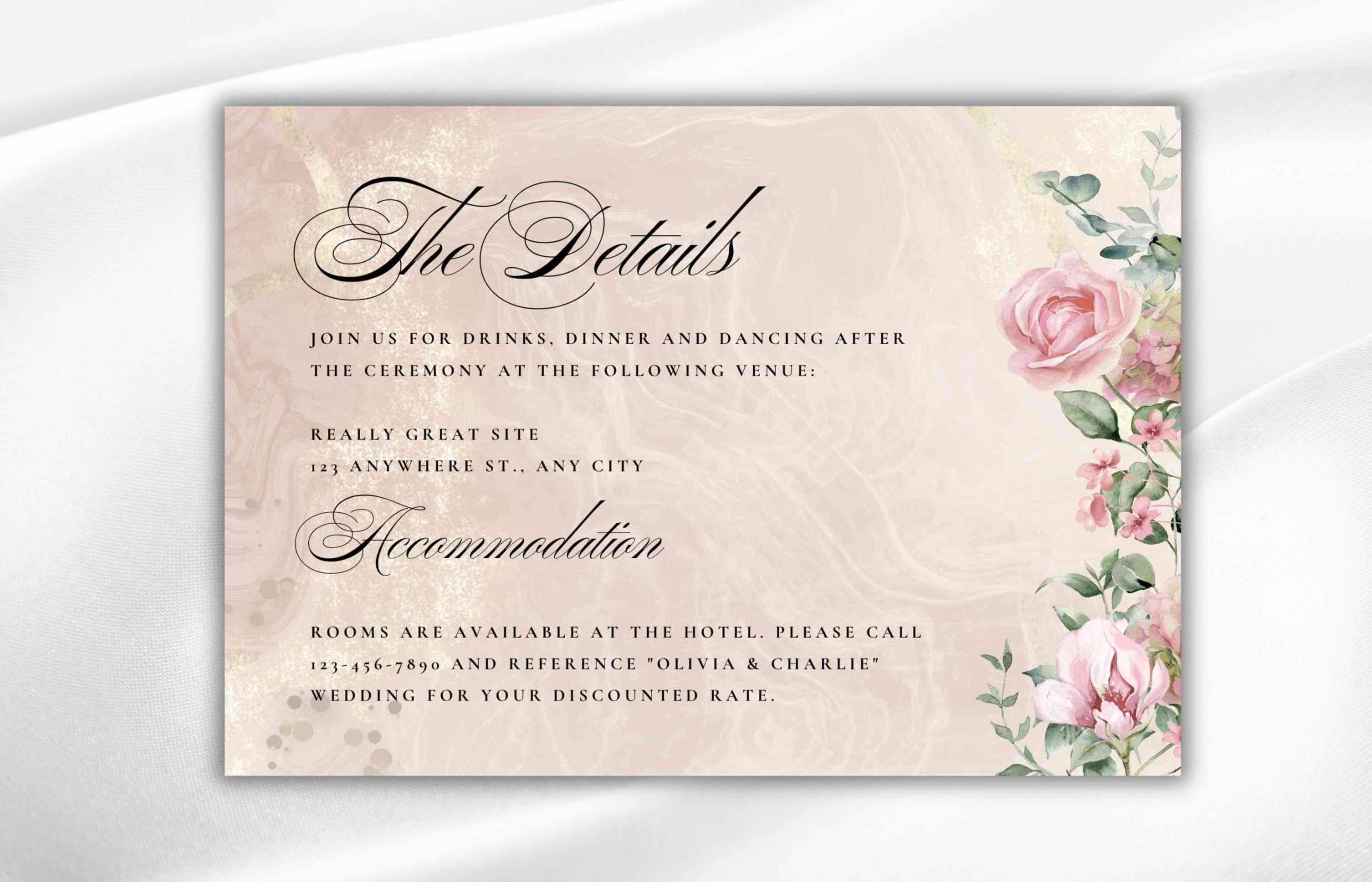 Wedding Invitation Template, Floral Template Invitation Editable Wedding, Blush Pink Wedding Template, Wedding Invitation, RSVP. WI91 - image 4
