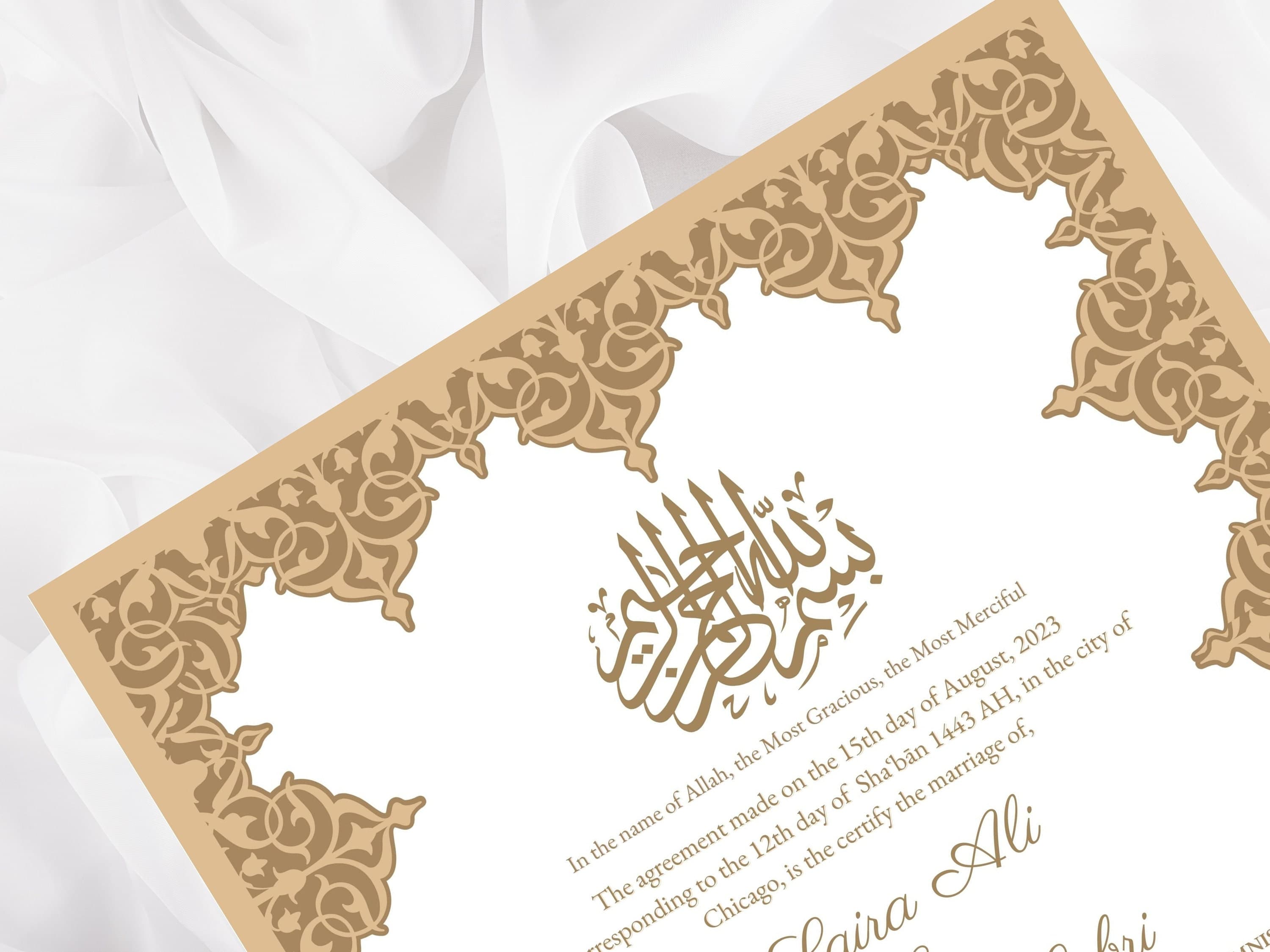 Nikkah Certificate, Template, Easy to edit, Muslim nikkah contract, Brown Nikkah Contract, Digital Download. 57 - image 3