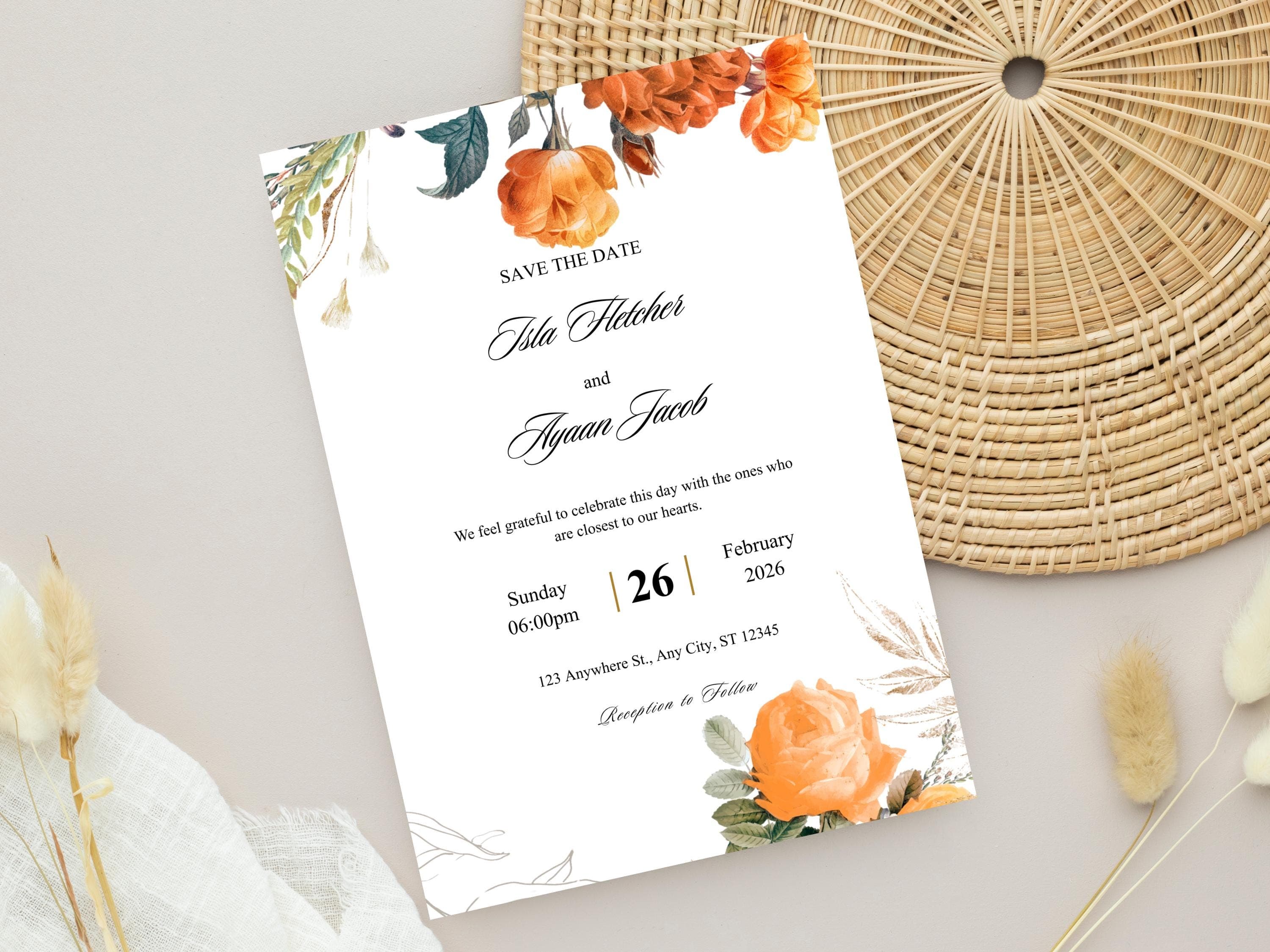 Wedding Invitation Set, RSVP, Dark Floral, Wedding Invitation, Details, Editable, Template, WI249 - image 3